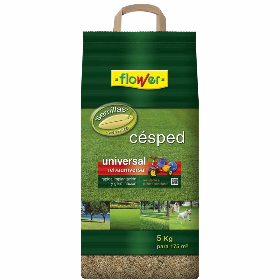 Semillas Césped Universal 5 kg Rápida Germinación Cobertura 175 m2 Tolerante Pisoteo Sombra