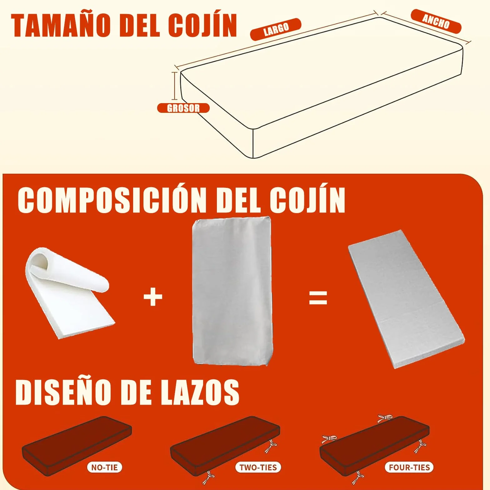 Cojines Banco Tamaño Personalizado para Interiores y Exteriores, Jardín, Cocina, Comedor
