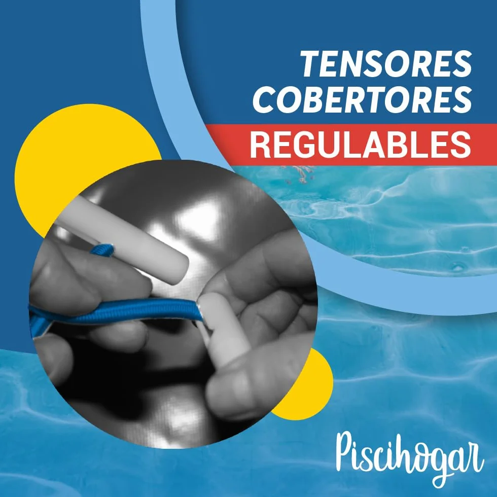 PisciHogar Tensores Lona de Piscina Goma elástica Gran Resistencia Cobertor Invierno Regulables 12 und Azul