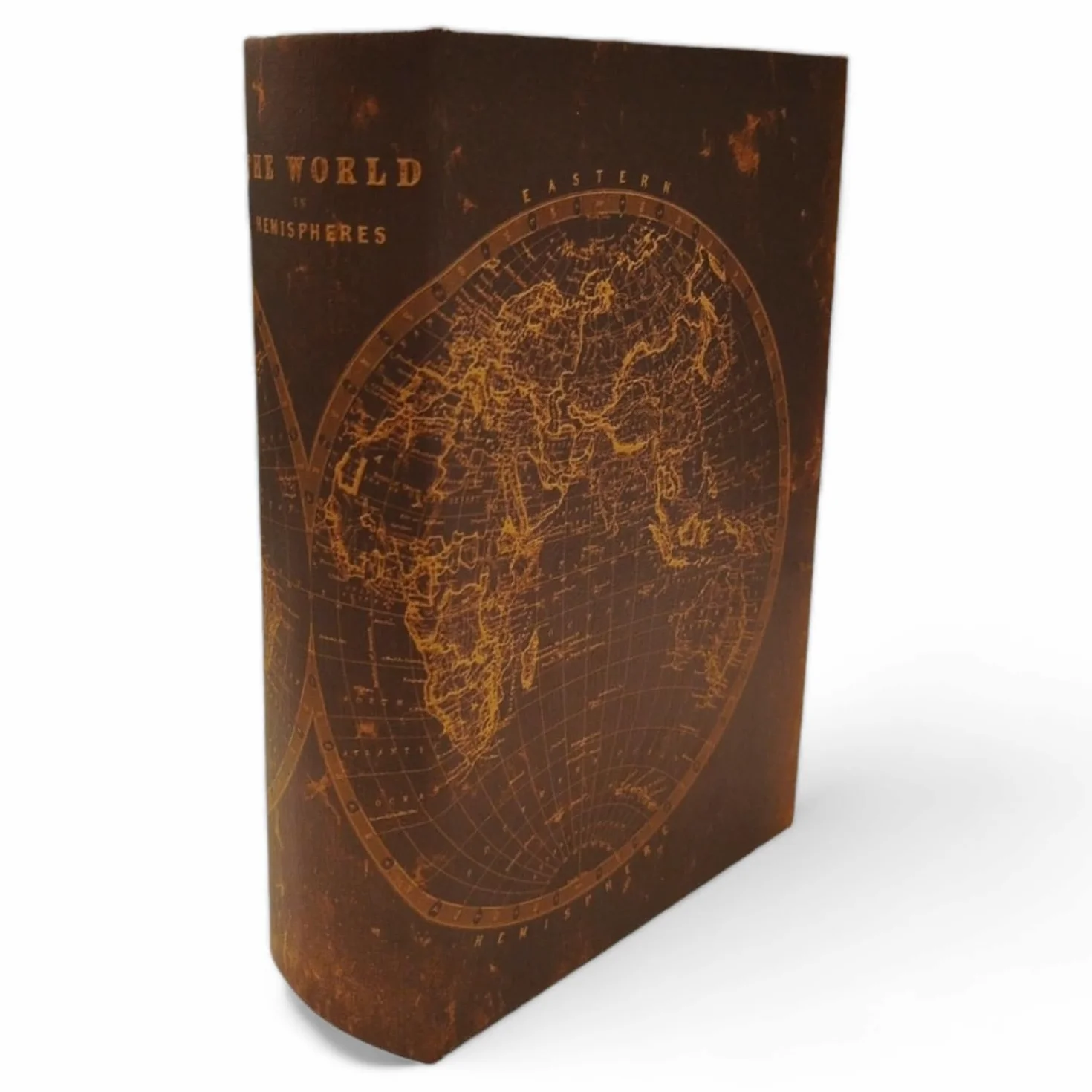 Caja de almacenamiento grande marrón oro para libros y joyas con tapa