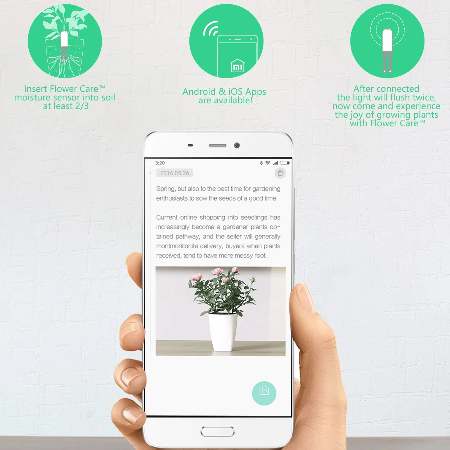 Medidor Humedad Plantas 4 en 1, Higrómetro Digital Inteligente con Monitoreo Humedad/Luz/Fertilidad/Temperatura, Compatible con Mijia APP