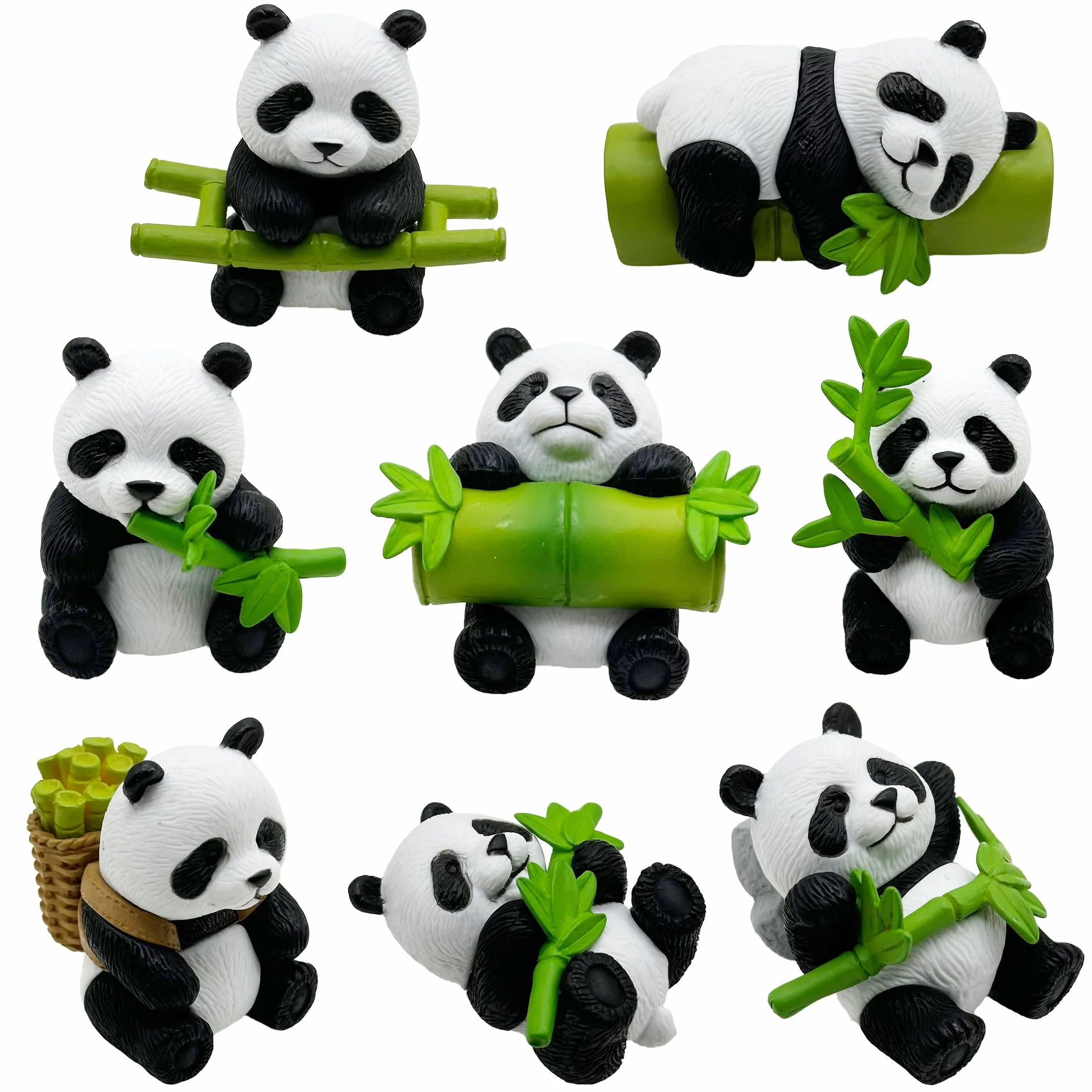 Cayway 8 figuras de mini panda, decoración de panda, animales de jardín de hadas para macetas, bonsái, decoración de paisajismo