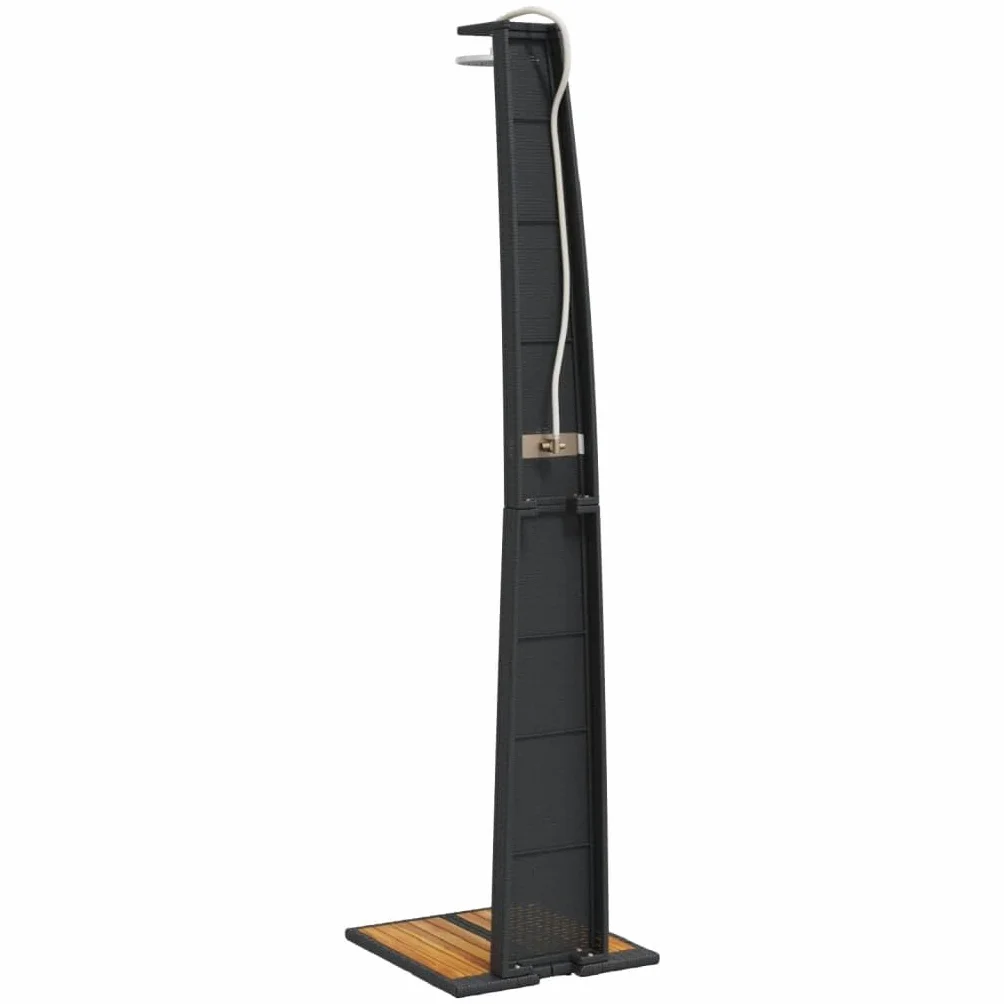 vidaXL Ducha Exterior con Rociador Giratorio, Ratán PE y Madera Acacia Negro