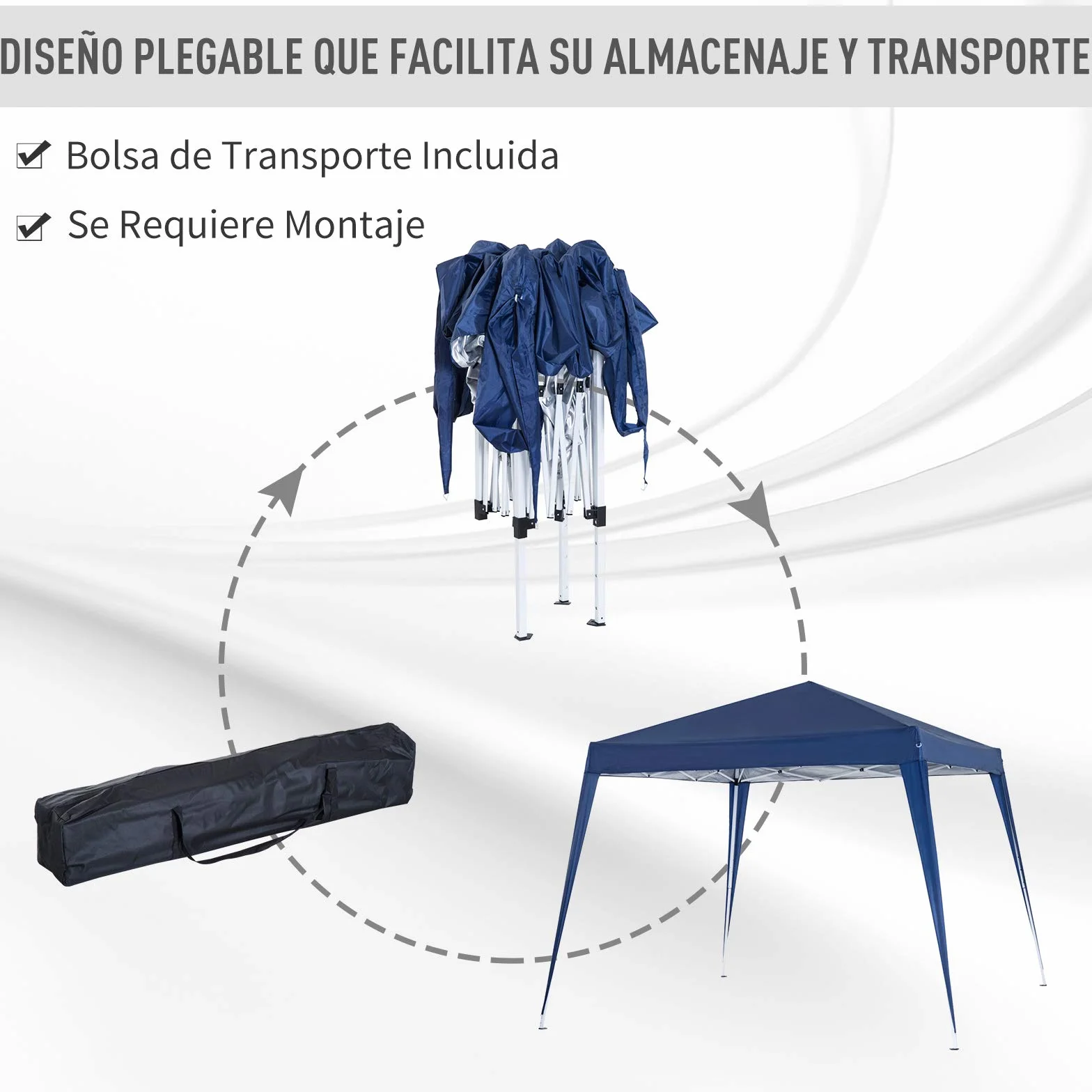 Outsunny Carpa Plegable 3x3 m, Pop-up, Cenador Pabellón de Jardín, Altura Ajustable con Bolsa de Transporte, Anti-UV, Impermeable, Gazebo para Camping, Fiestas, Exterior, Azul