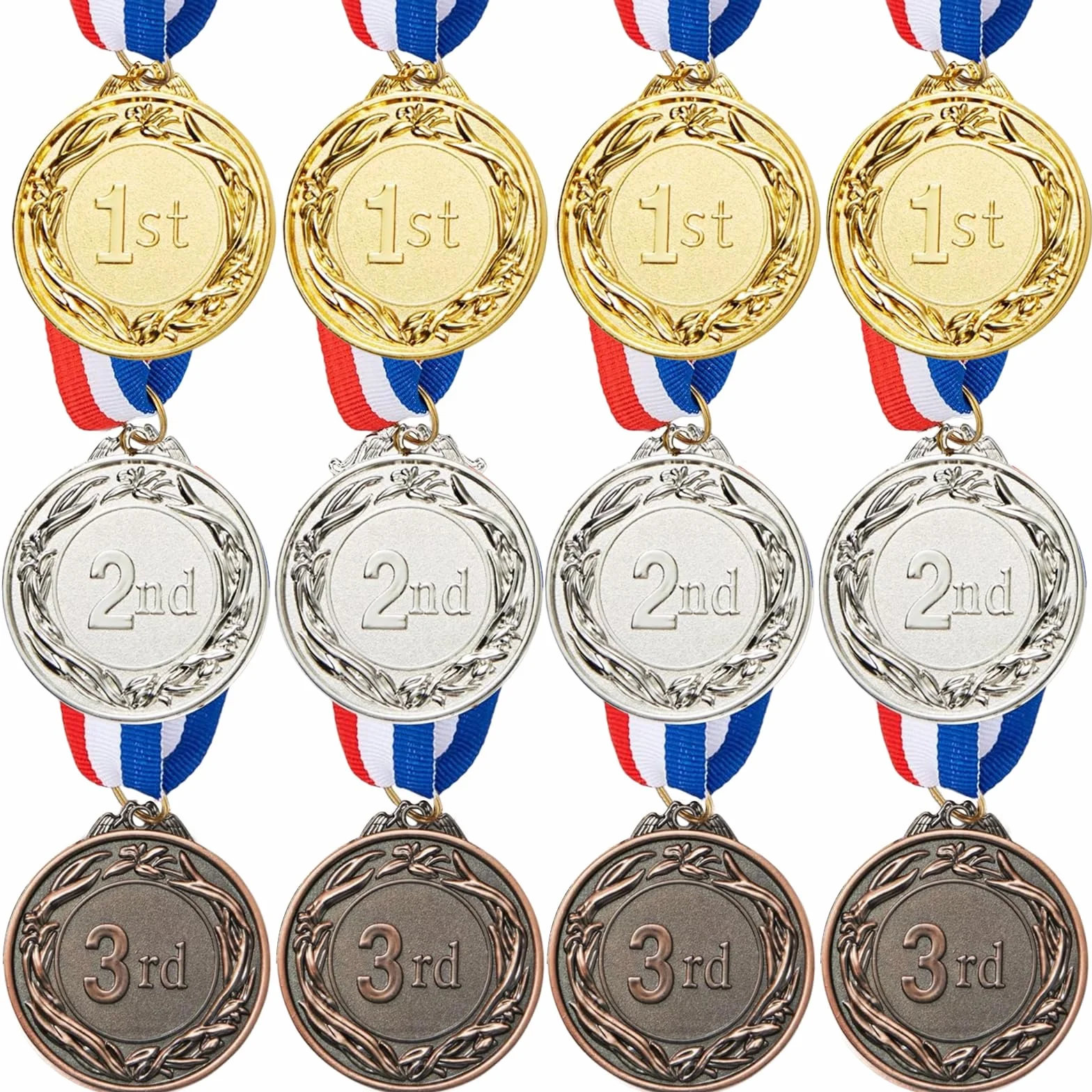 Medallas de Metal Oro Plata Bronce con Cintas para Niños Adultos Juegos Escolares Fútbol