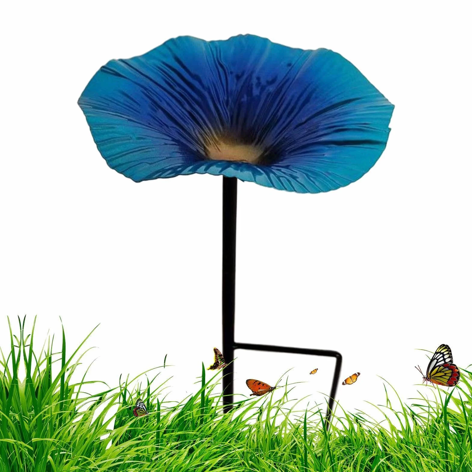 Bebedero de Pájaros con Agua Decoración Jardín Forma Flor Poste para Aves Colibrí Salvaje Pinzón