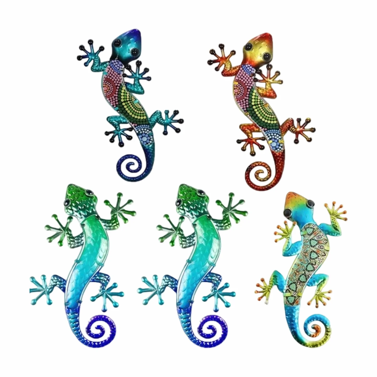 Decoración De Pared Gecko Al Aire Libre | 5 Figuras De Lagartos Para Jardín,Decoración Colorida Resistente A Los UV Para Patio Cerca Hogar Jardín Porche Terraza