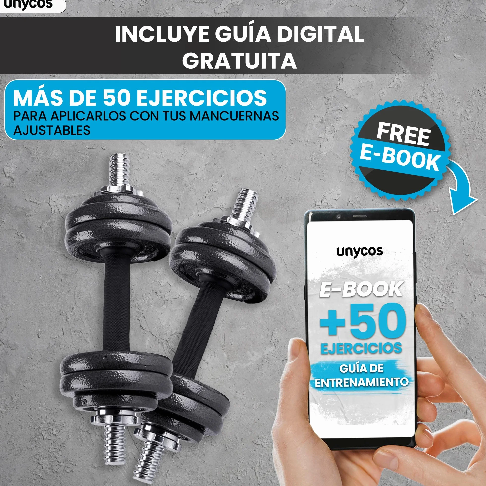 Mancuernas Ajustables 3 en 1 15-50 kg Hierro con Barra de Conexión Pesas Gimnasio en Casa