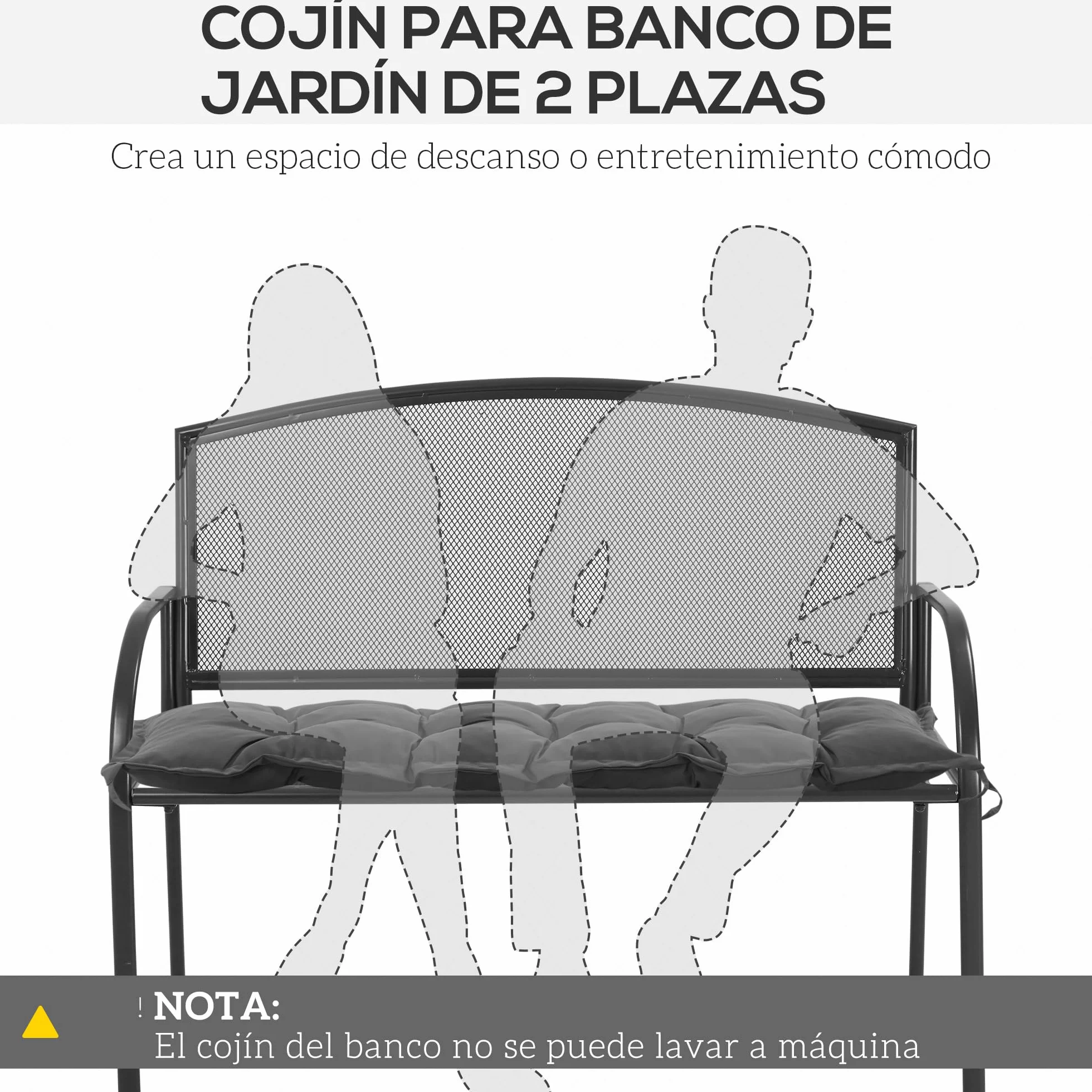 Outsunny Cojín para Banco de Jardín Acolchado 100x40x10 cm Cojín Rectangular para Interior y Exterior con Relleno Grueso y Cintas de Sujeción Gris Oscuro