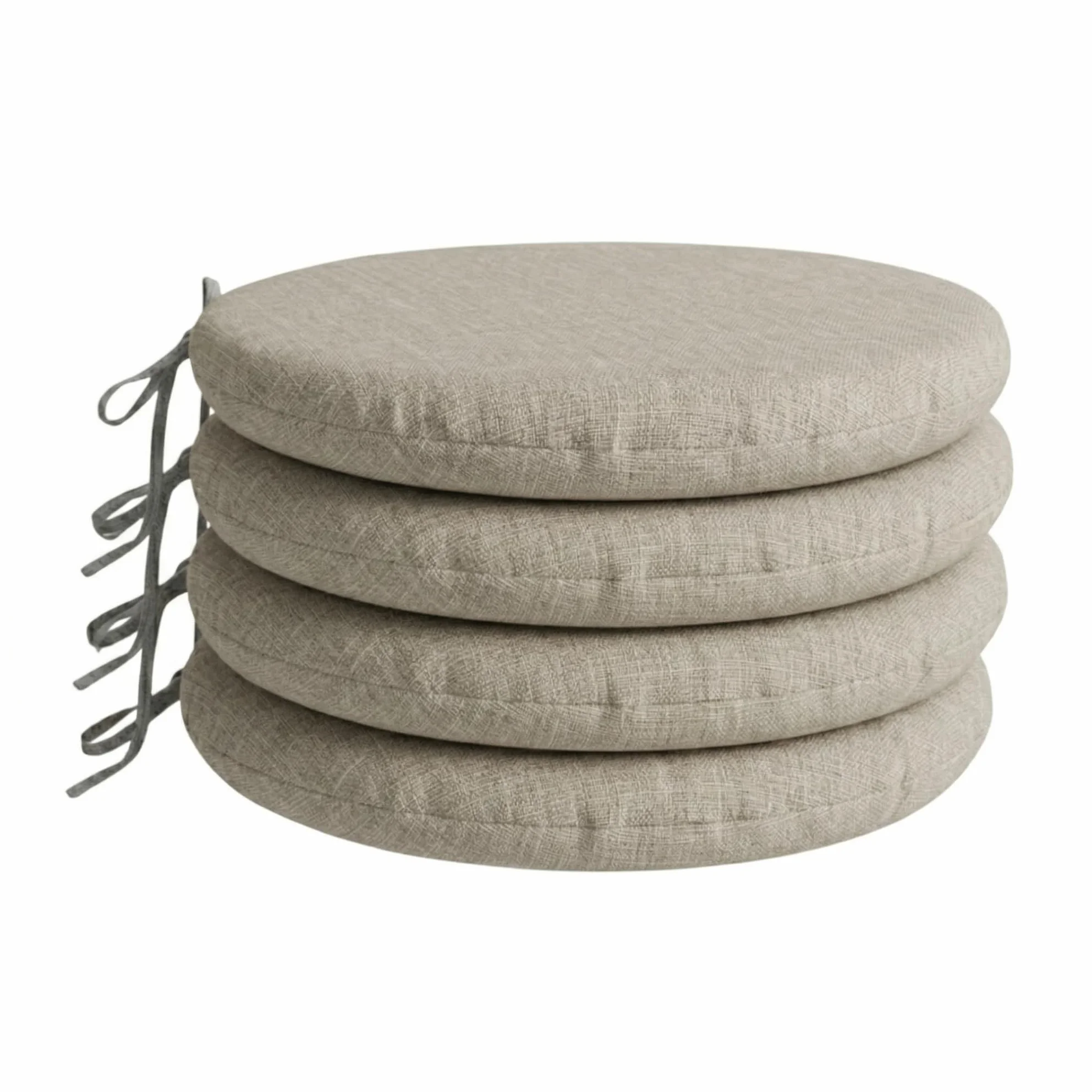 PIND Pack 4 Cojines Redondos para Sillas 40x40 con Relleno de Espuma, Funda Efecto Lino, Beige