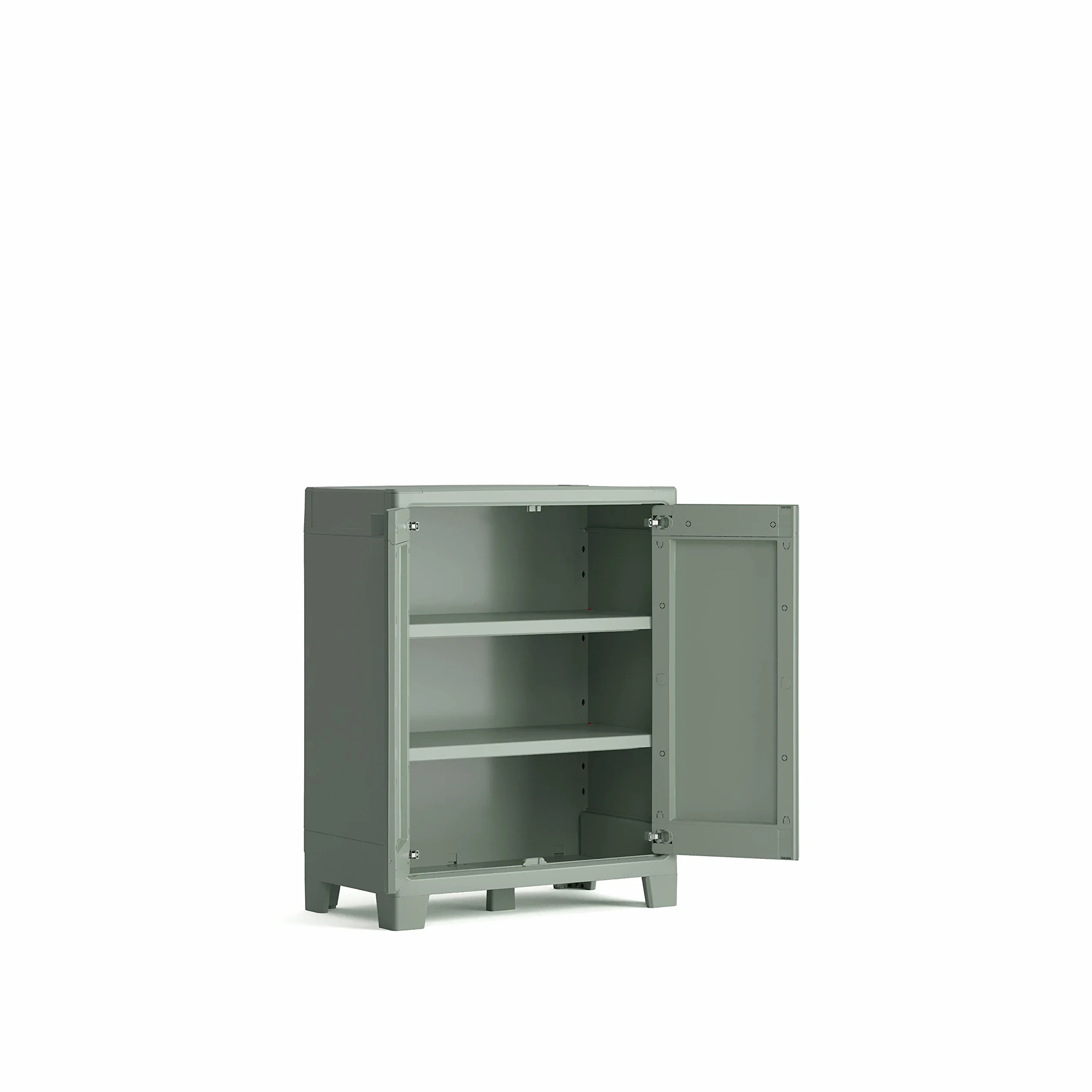 Keter Planet Outdoor Bajo Armario Almacenaje Resina Resistente al Agua 2 Puertas 80 x 44 x 100 cm Verde