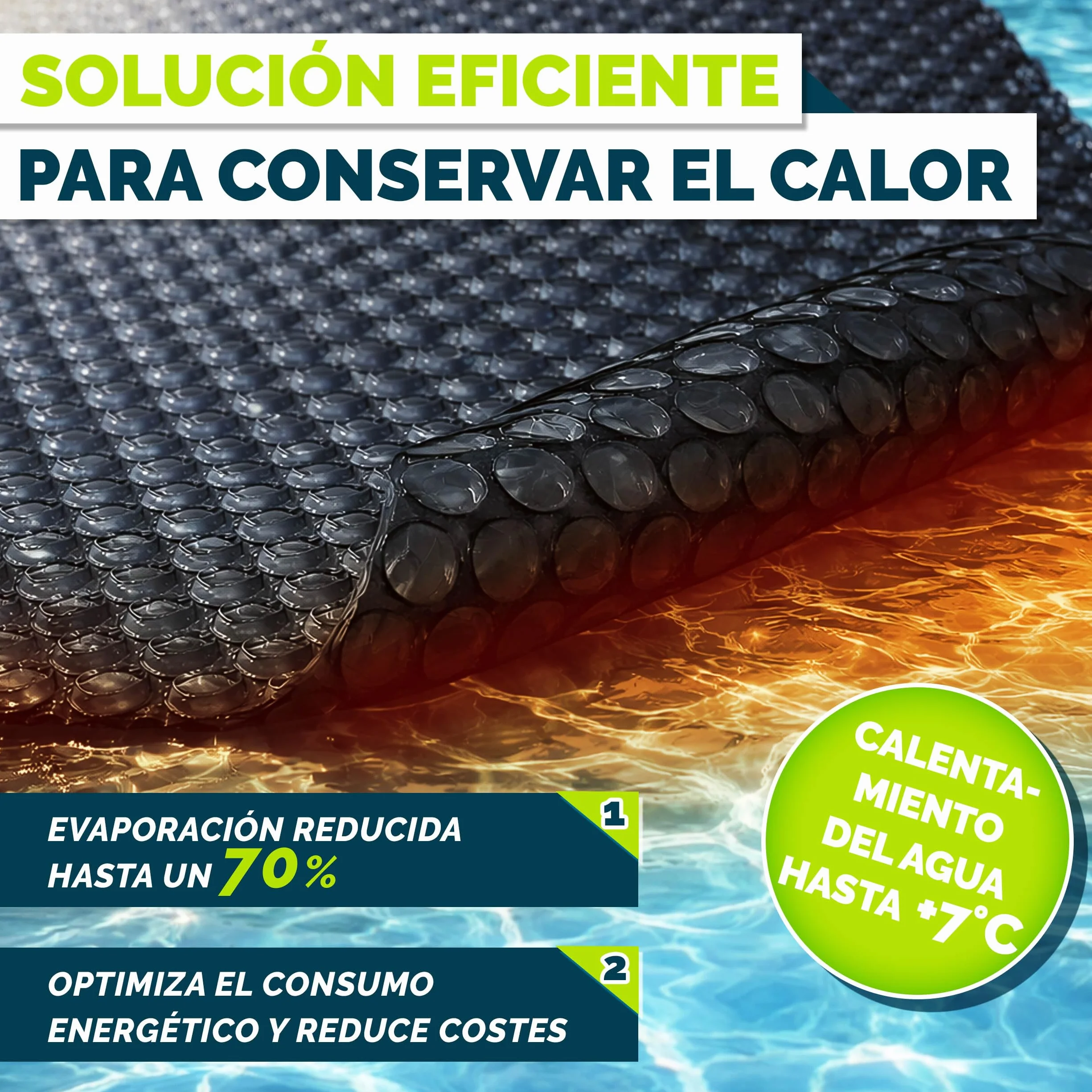 Tillvex Cobertor Solar Piscina Redonda Ø 457 cm 120 µm Cortable a Medida Calefacción Agua