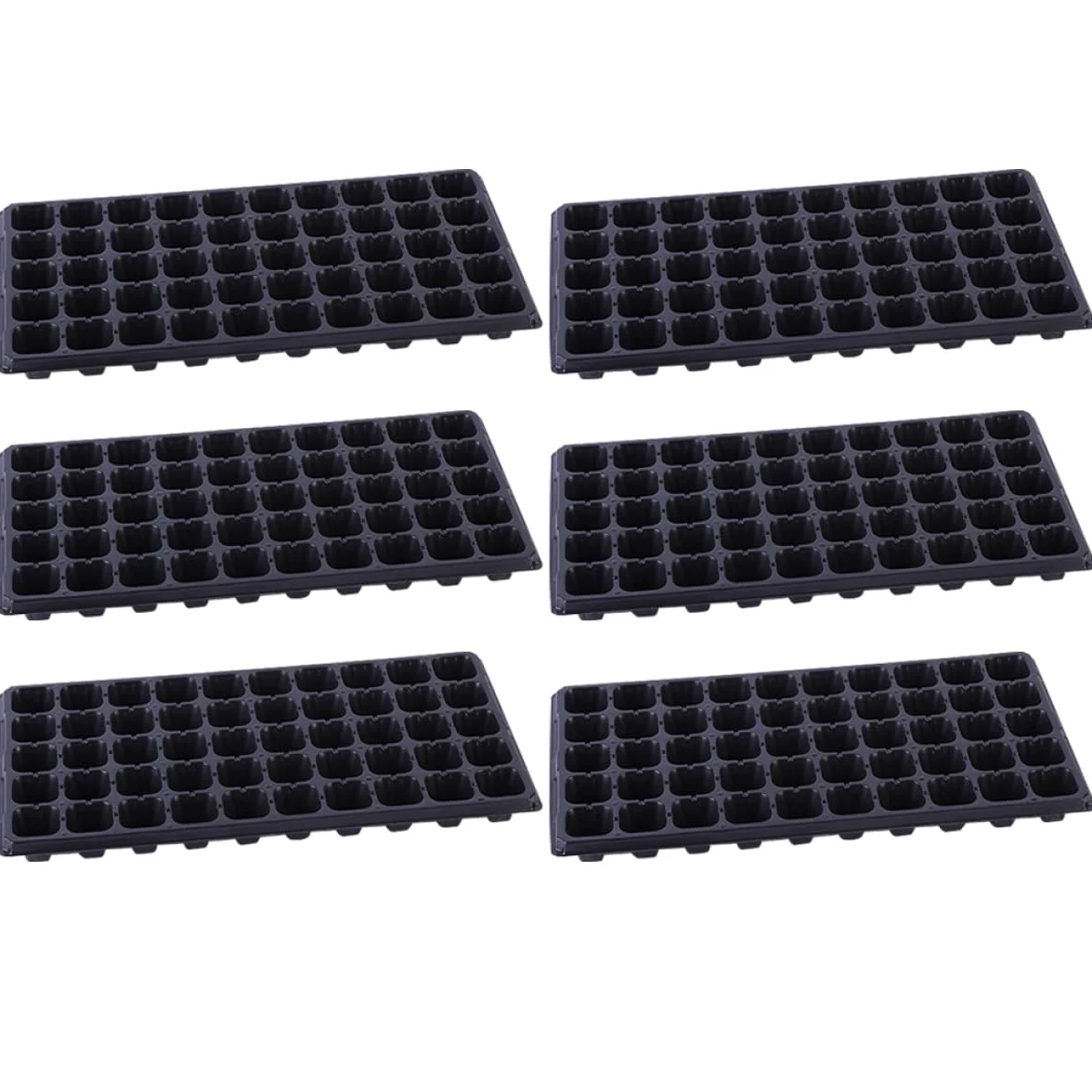 GLEAVI Bandejas de Germinación de 50 Celdas en PVC Negro para Cultivo de Vegetales y Suculentas, Paquete de 6 Piezas para Vivero en Tiendas y Jardines