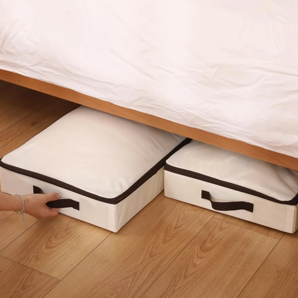 iwill CREATE PRO Cesta almacenamiento plegable debajo cama beige 2 unidades