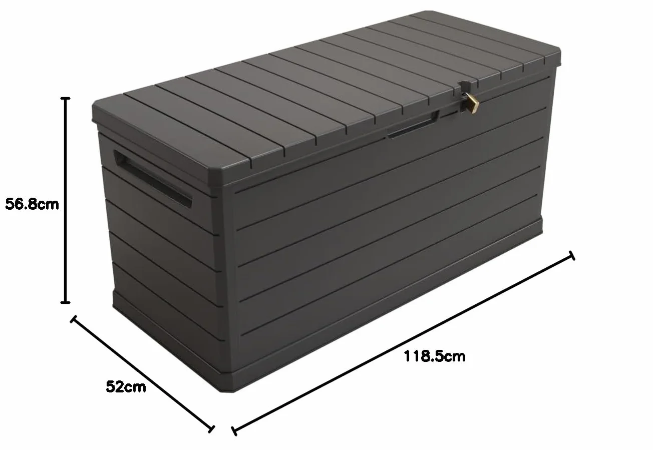 Art Plast Caja de almacenamiento exterior 350 L gris 118,5 x 52 x 57 cm resistente al agua