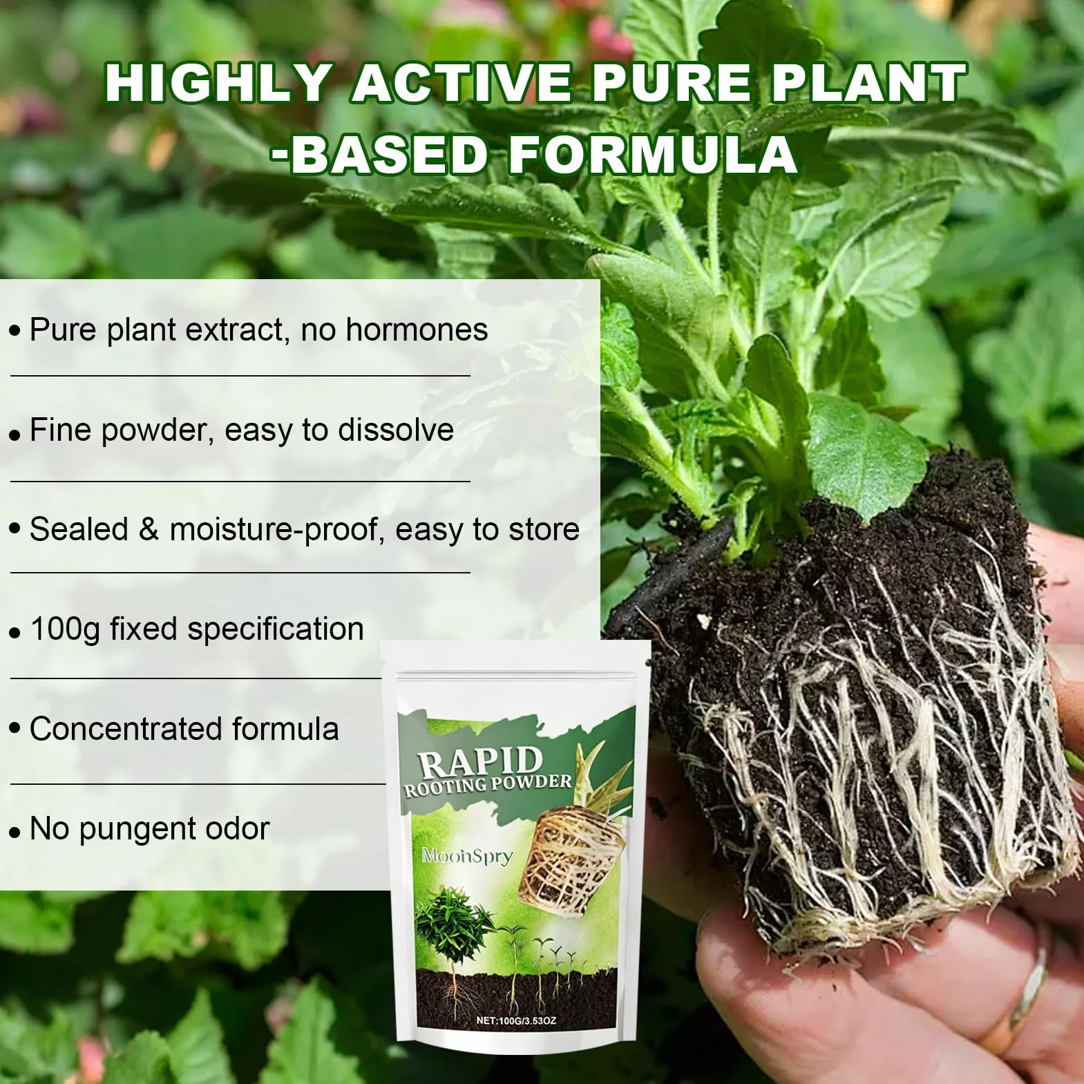 Activador de raíces en polvo rápido revitaliza crecimiento plantas esquejes interior exterior estimulador