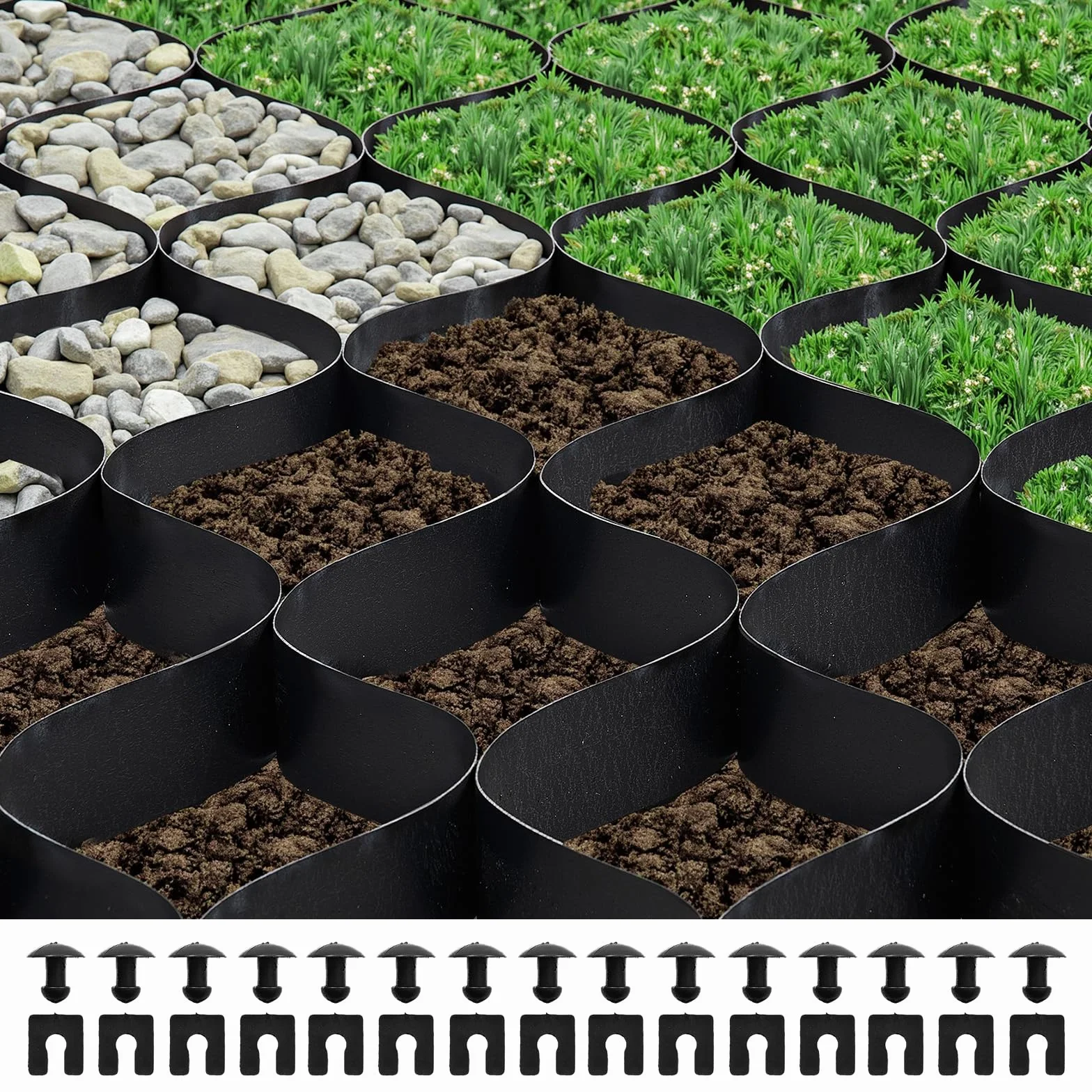 VEVOR Rejilla de Tierra 5 cm 820 x 120 cm Base Permeable para Entrada de Grava