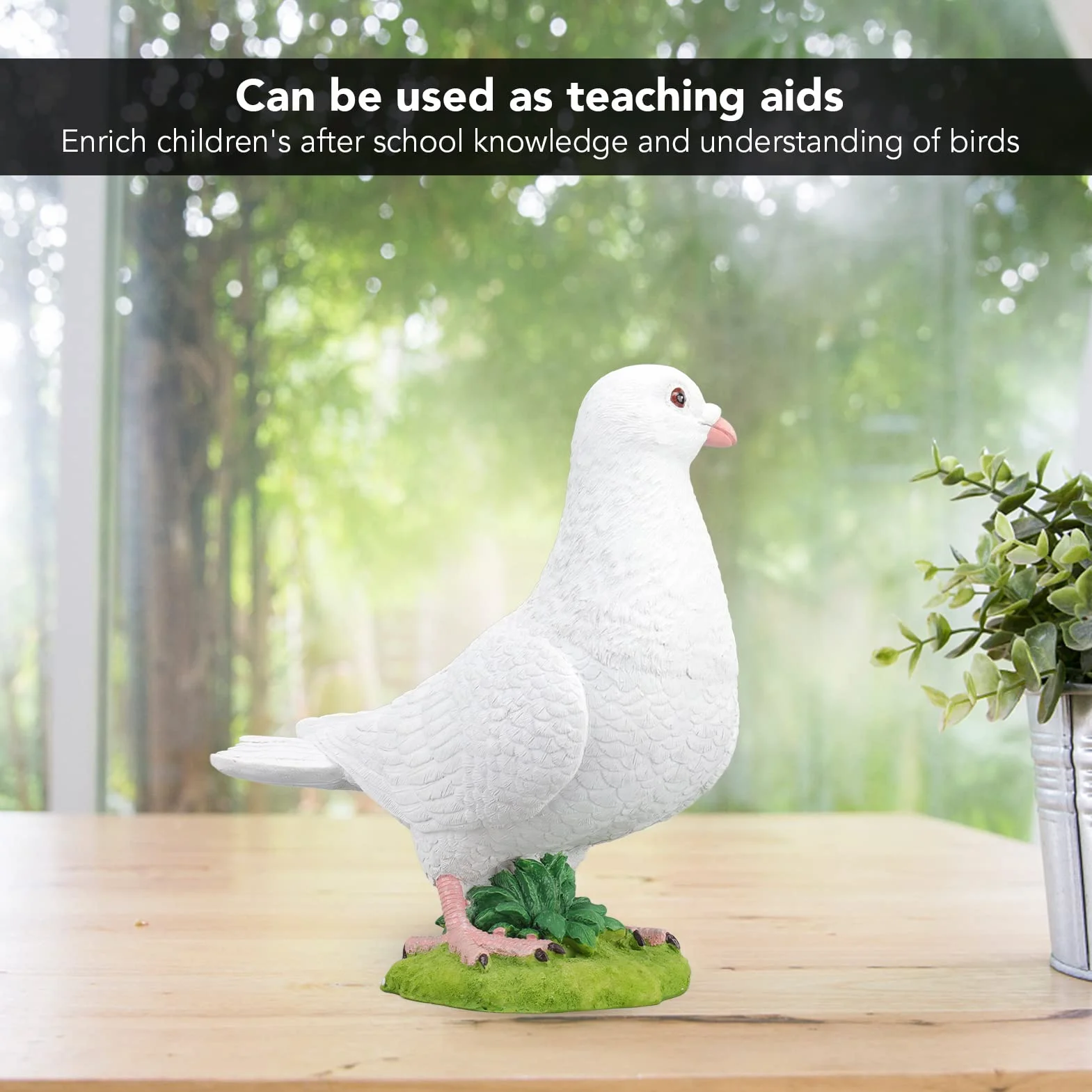 Buachois Modelo de Paloma Blanca, Adorno de jardín de Modelo de pájaro de Resina sintética, artesanía de Resina rústica de pájaro de simulación vívida para decoración de Vacaciones en el hogar(#1)