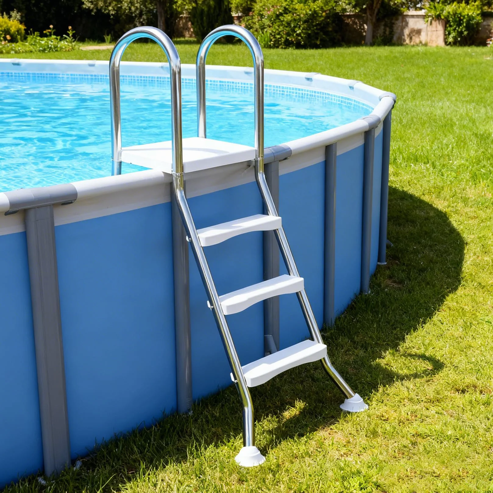 Escalera de Piscina de Doble Cara 4 Peldaños 135 cm Acero Inoxidable 250 kg
