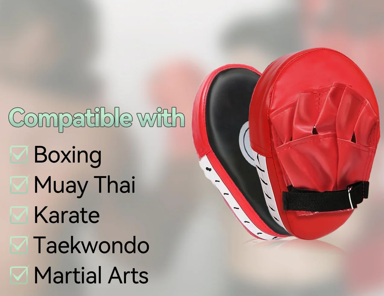Manoplas de Kickboxing de PU para Entrenamiento de Artes Marciales, Muay Thai, Karate y Taekwondo (Rojos)