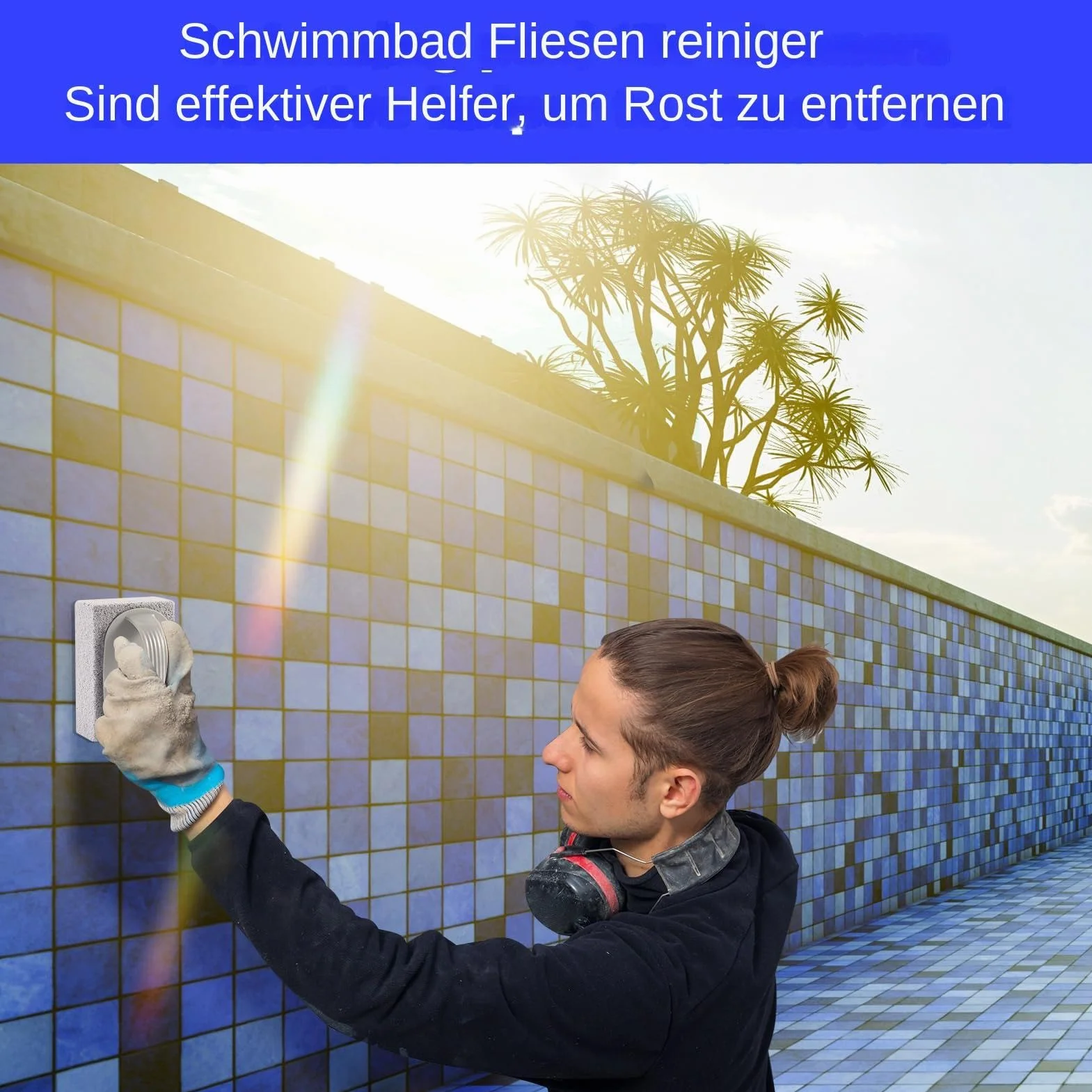 Piedra pómez para piscina, limpiador de azulejos, mango antideslizante
