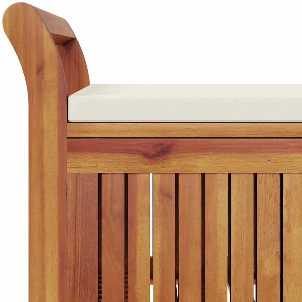 vidaXL Banco almacenaje jardín cojín Madera Maciza Acacia 91 cm
