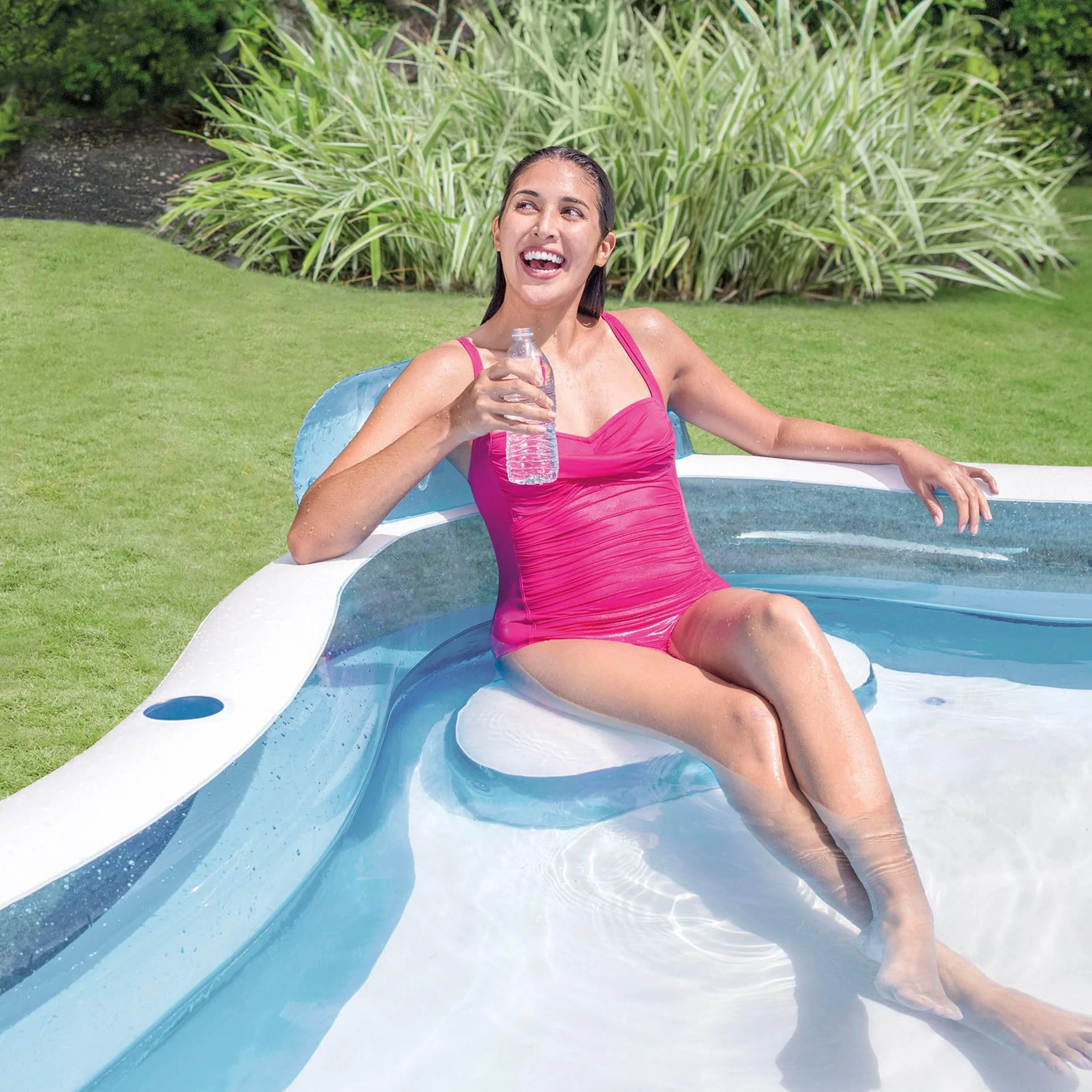 Intex Piscina Hinchable Familiar 229x229x66 cm 990 litros Vinilo Resistente con Asientos