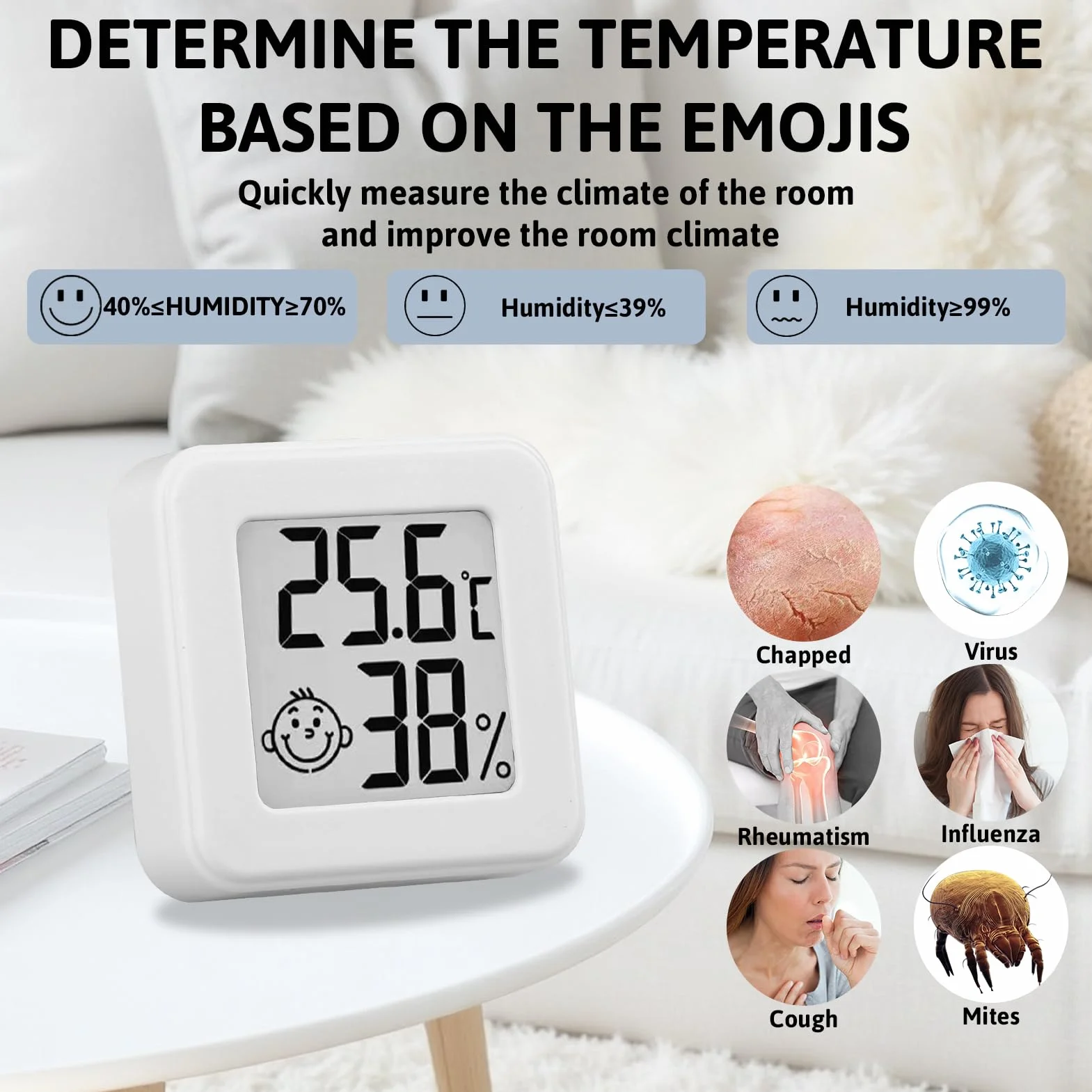 Higrómetro Termómetro Digital Interior 6 Piezas, Medidor de Temperatura y Humedad con Pantalla LED