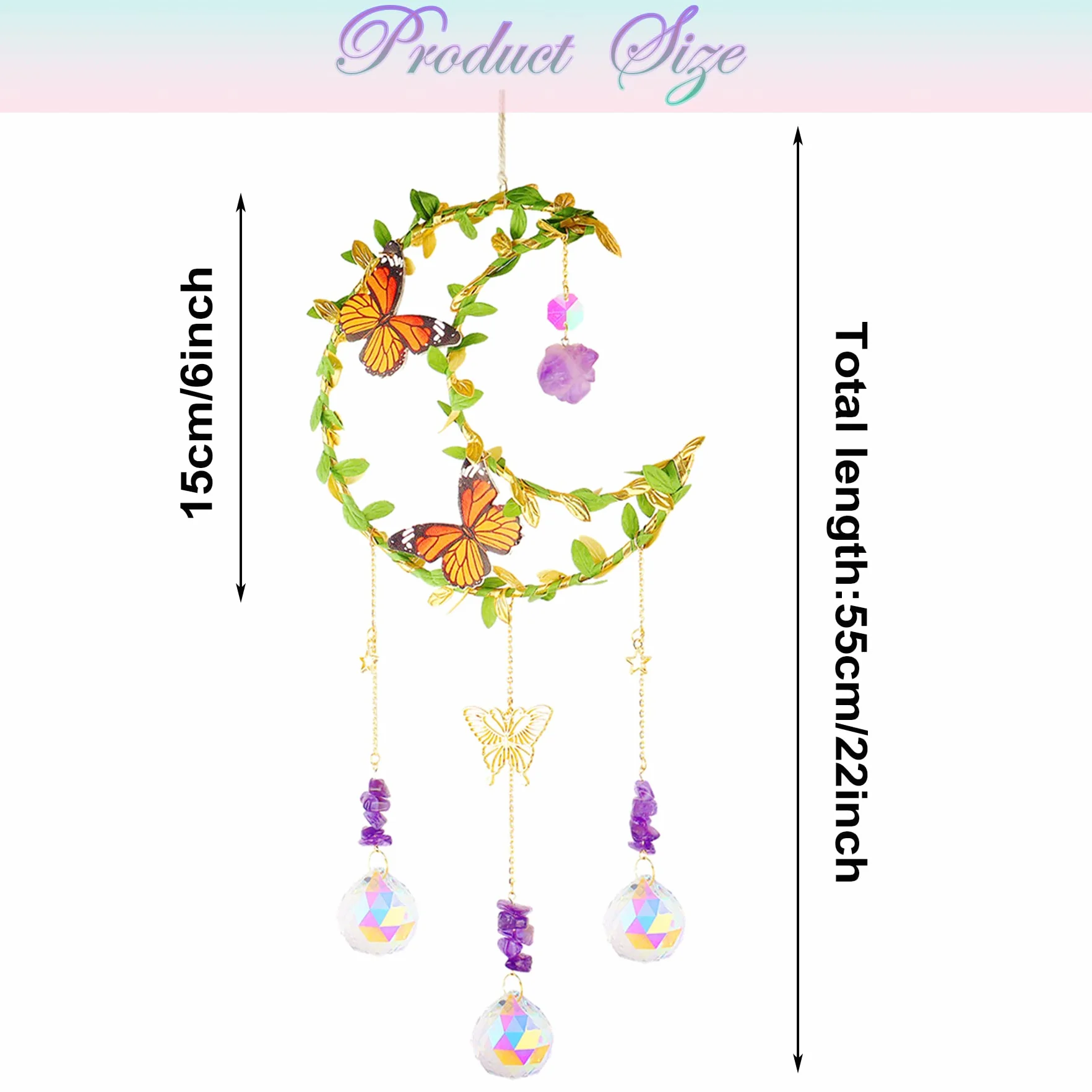 Atrapasoles Cristal Luna Suncatcher Colgante Ventana Jardín