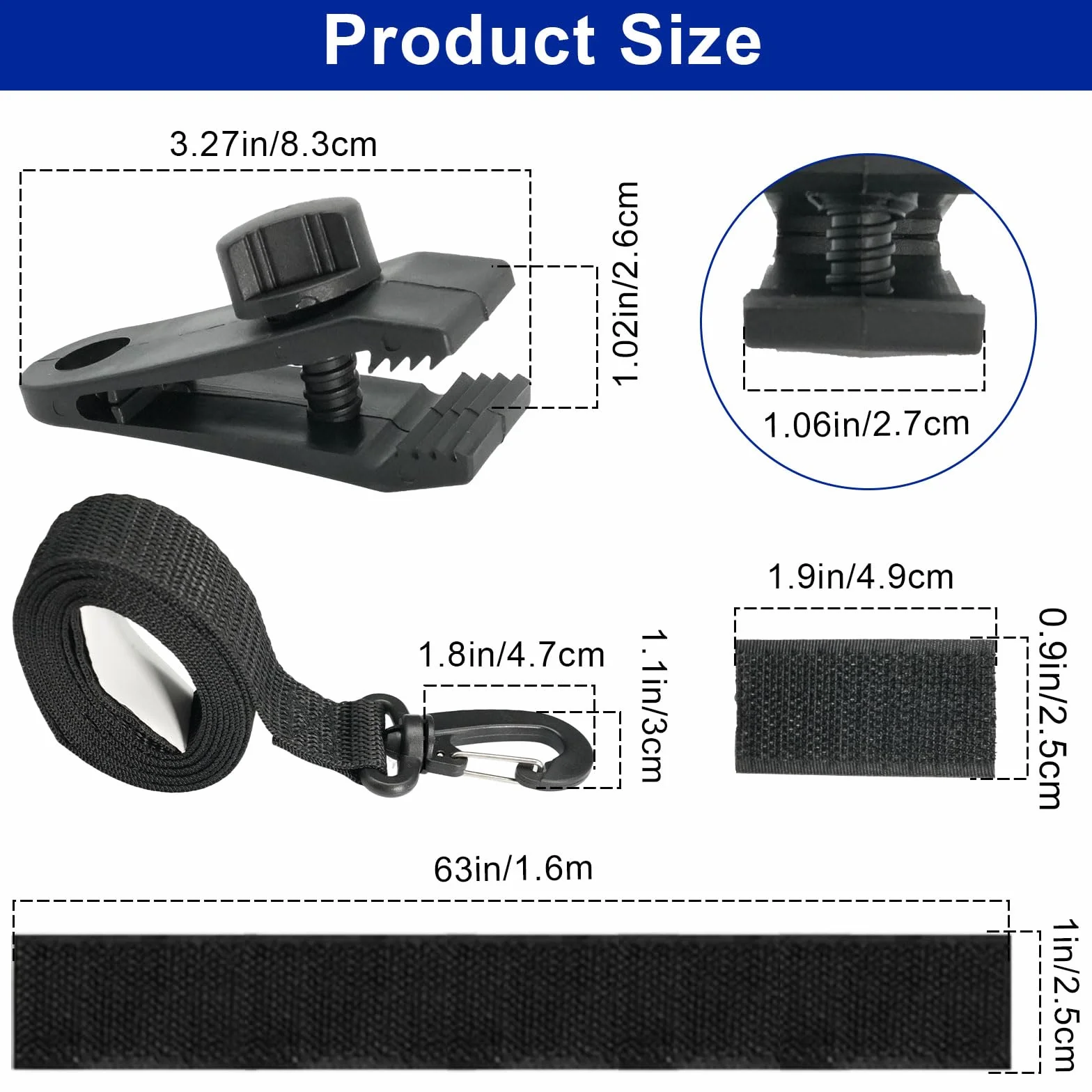 Kit de Fijación de Carrete de Cubierta Solar, 8 Bandas de Sujeción y Pinzas para Enrollador de Piscina