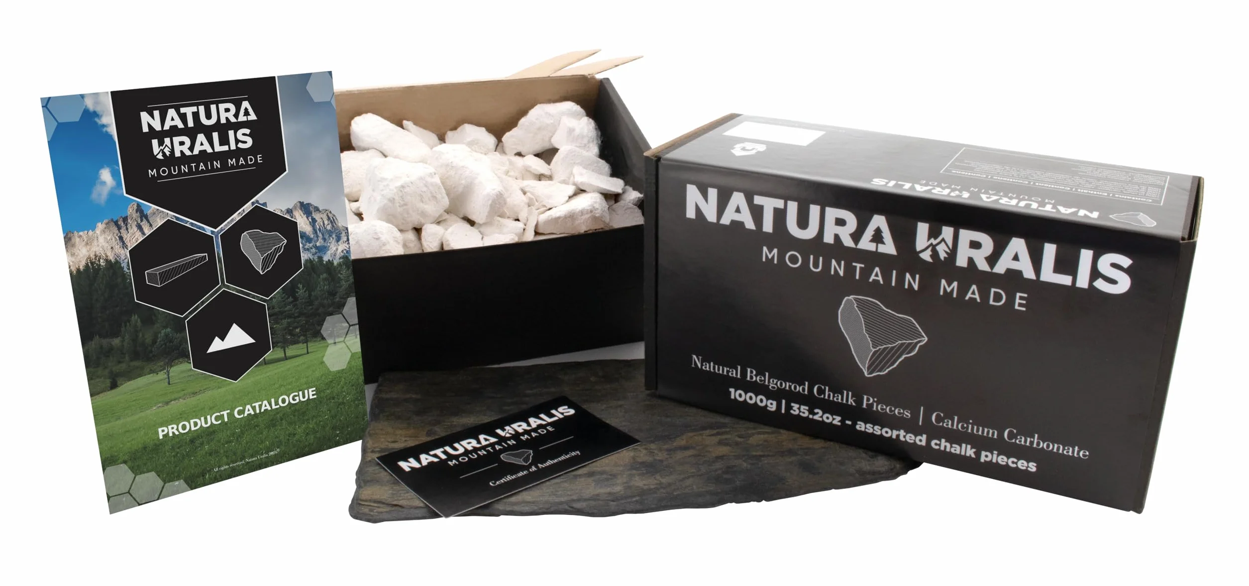 Natura Uralis Trozos de Tiza Blanca 200g - Carbonato de Calcio Natural
