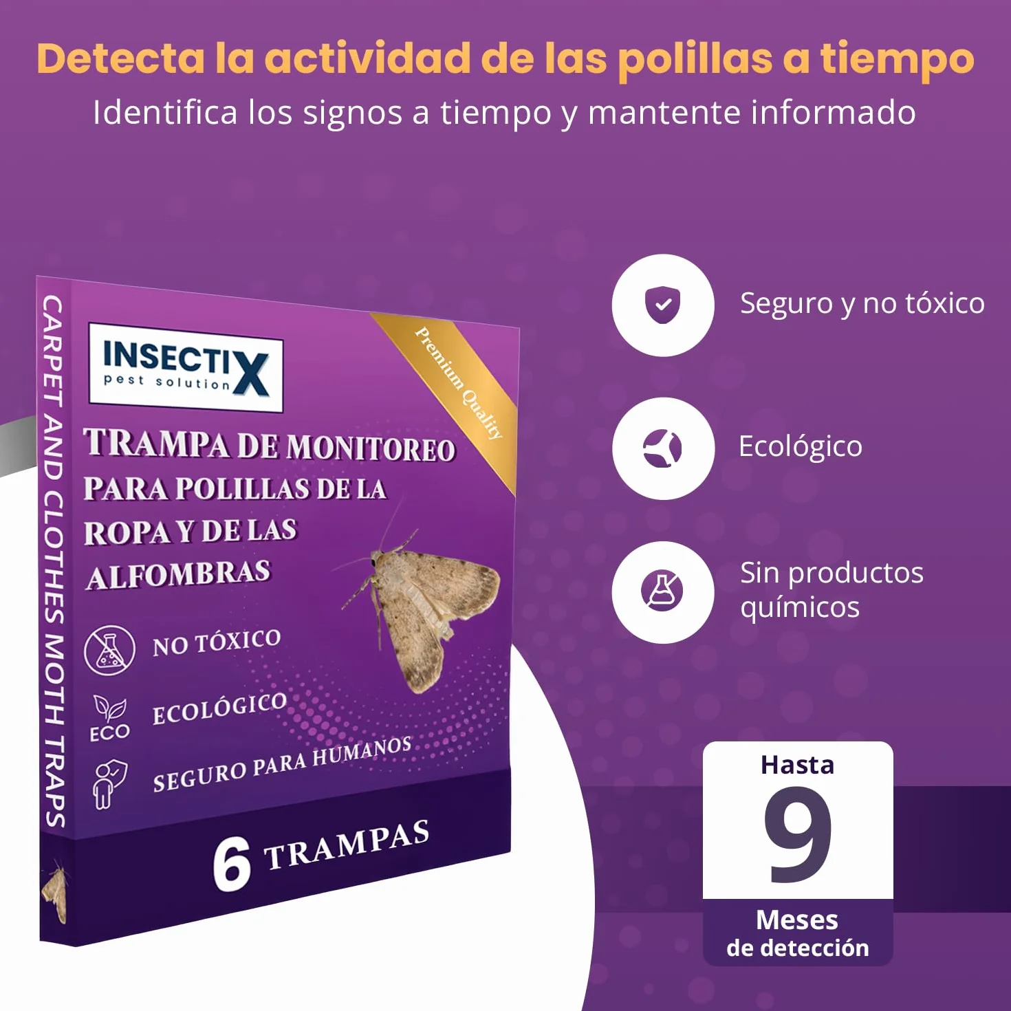 Trampas para polillas de la ropa Pack 6 sin olor no tóxicas para armarios y cajones