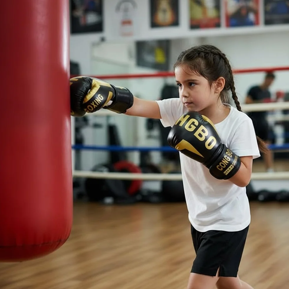 Guantes de Boxeo para Niños 6oz Cuero MMA Muay Thai Kickboxing