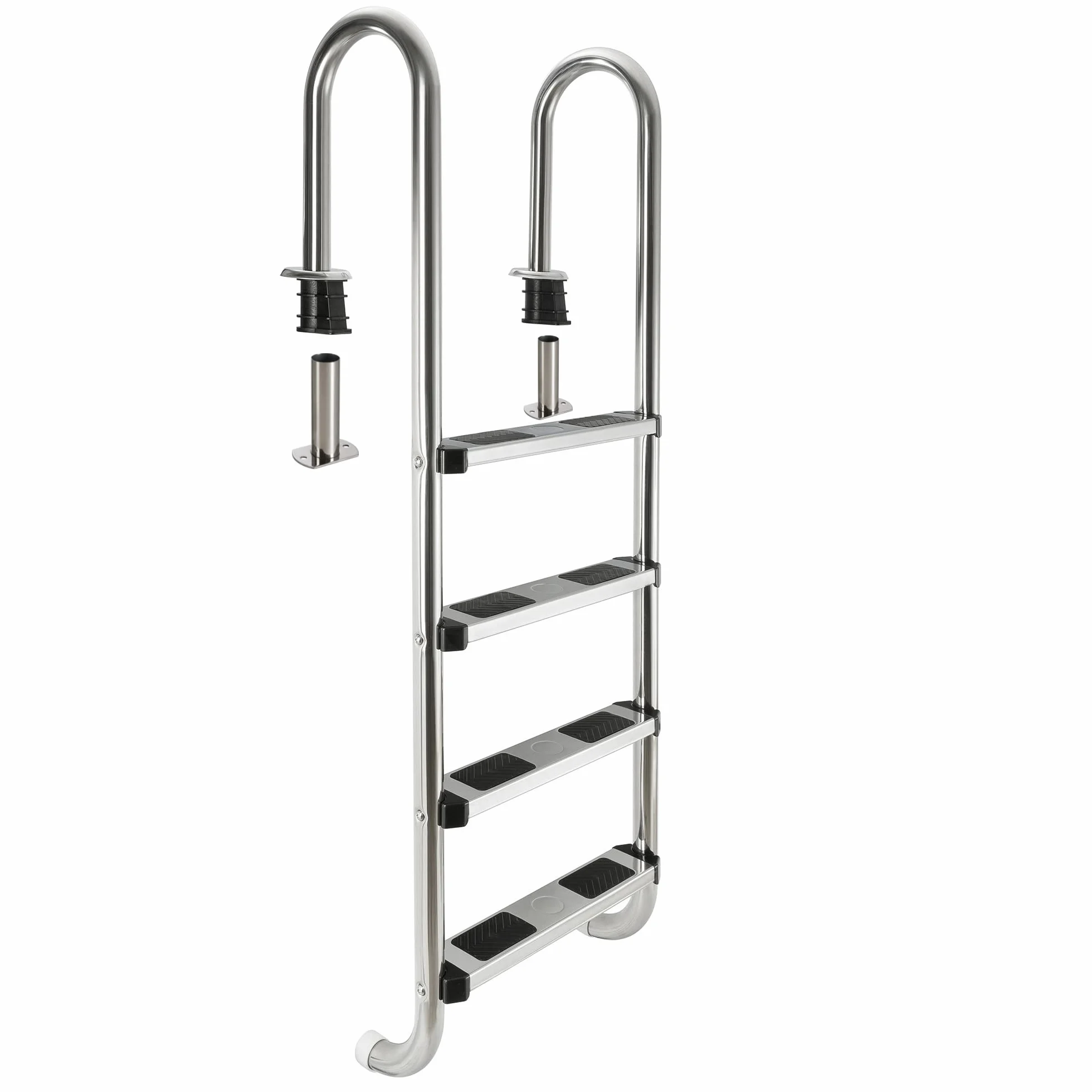 Arebos Escalera para Piscina Acero Inoxidable 4 Peldaños Antirutschpads