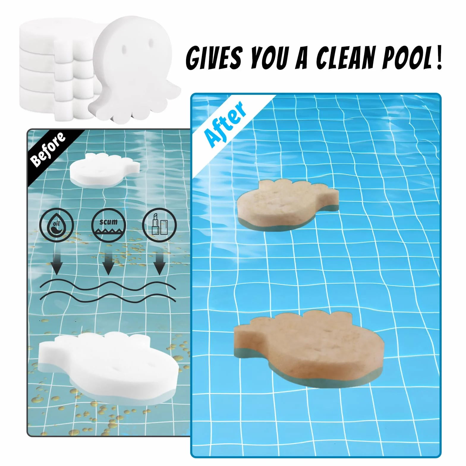 Esponja Absorbente para Piscinas 40 Unidades