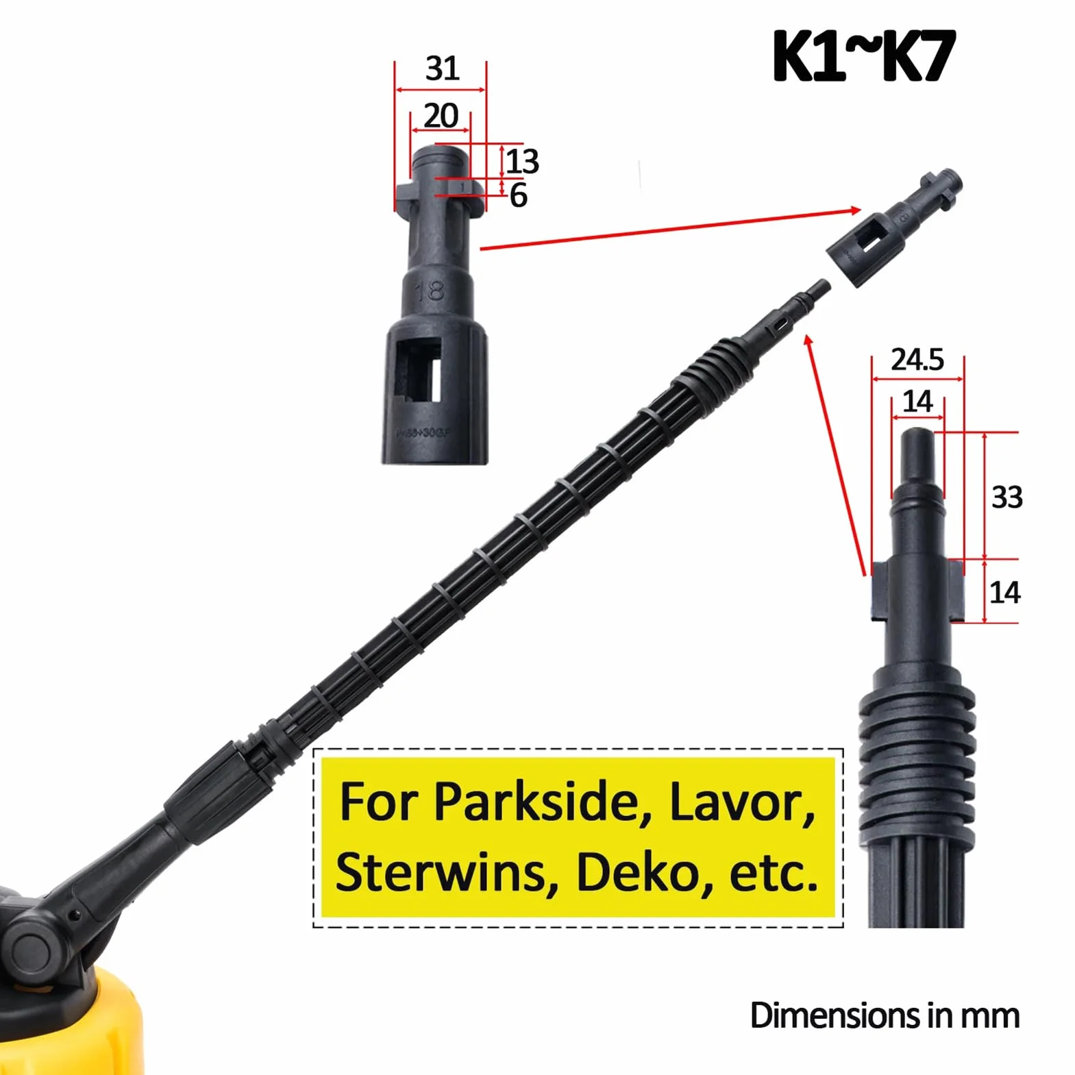 Limpiador Apariencia Presión – Diámetro 28 cm ABS Rotativo, Cepillo Rurar | Alta Presión Lavado, Herramienta Limpieza Terraza Acera, Accesorio Mango Largo Patio | Solución para Entrada
