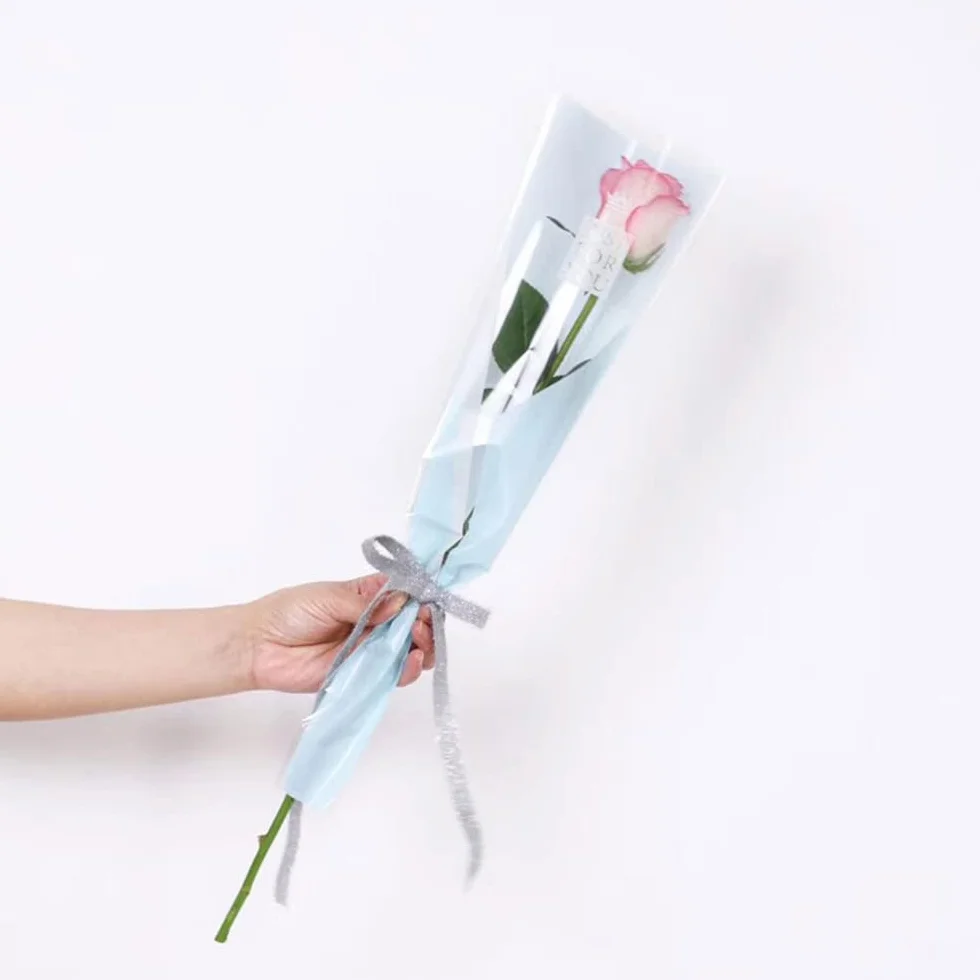 Bolsa de embalaje de rosas individuales impermeable 100 unidades 4 colores suministros de ramo de floristería