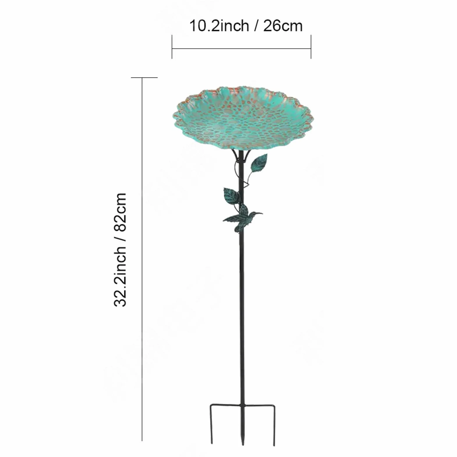 Bebedero para Pájaros de Metal con Soporte Estable y Resistente a la Corrosión para Decoración de Patio