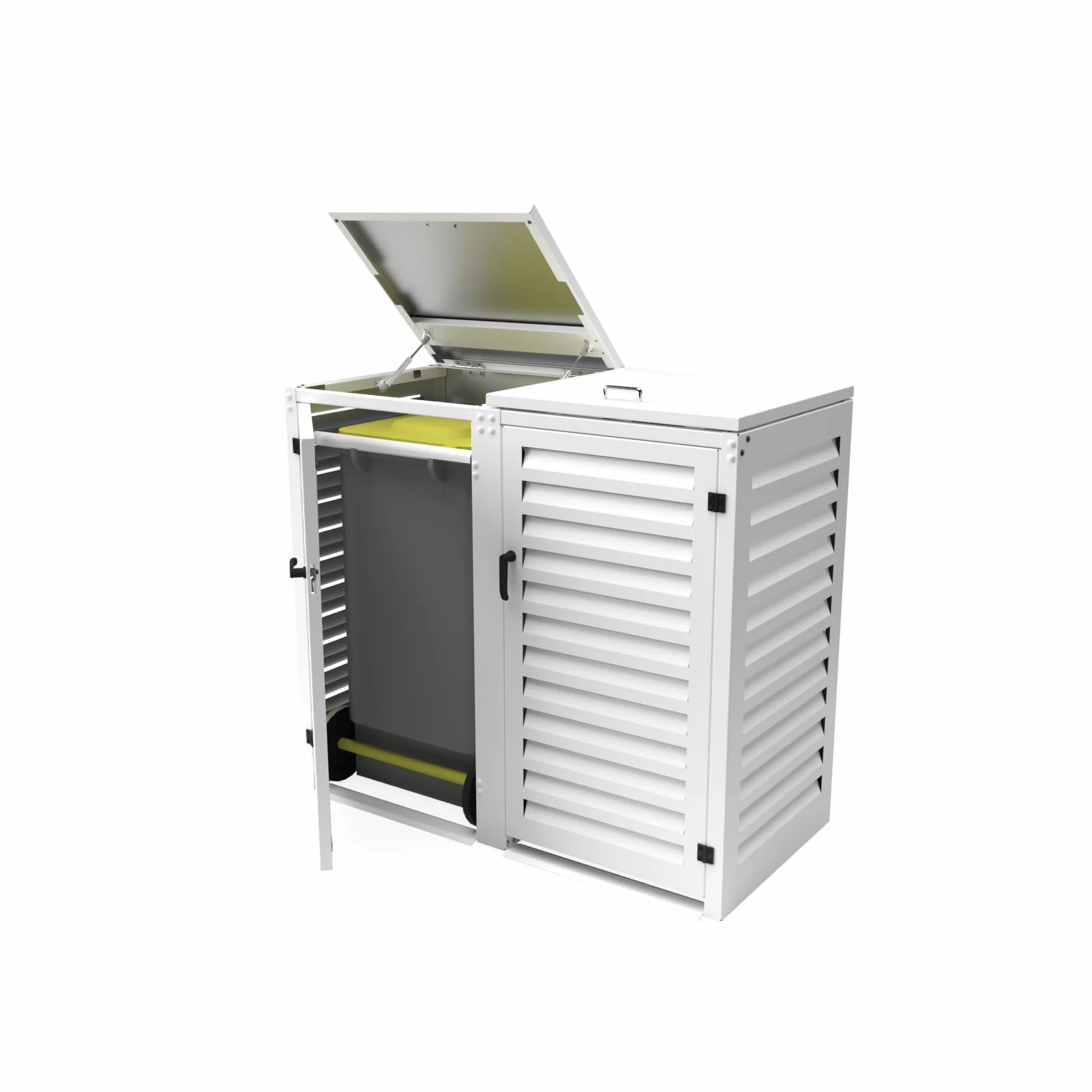 Refugio de basura exterior doble de aluminio termolacado para 2 cubos 120 L | Blanco RAL9010