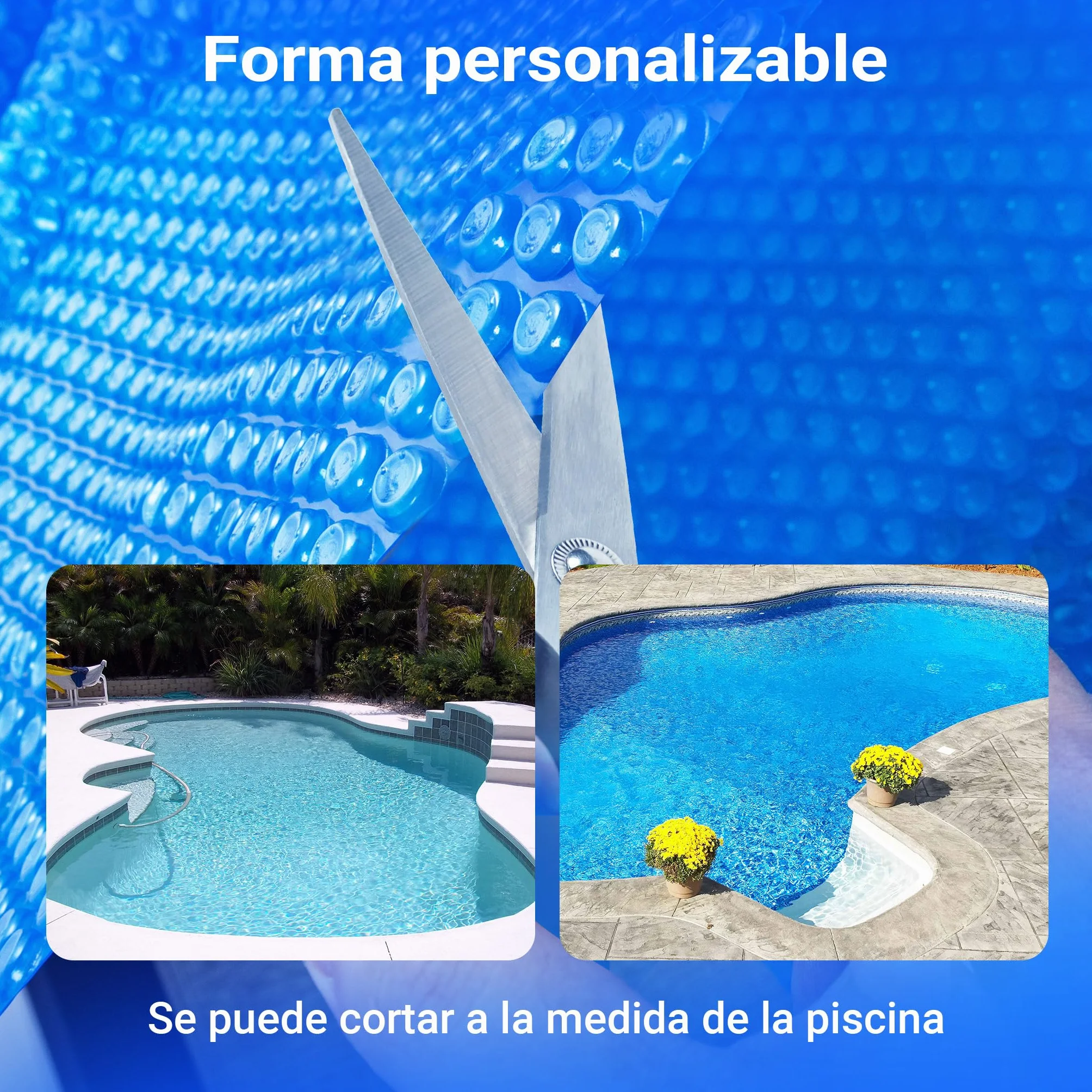 Cubierta Solar Piscina Azul Isotérmica de Burbujas Rectangular 5x8m Cobertor