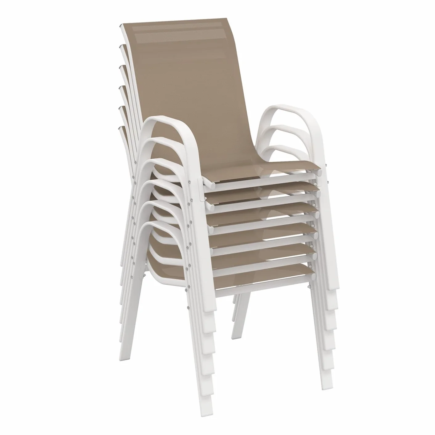 IDMarket - Muebles de Jardín Madrid Mesa 240 CM y 10 sillas apilables Blanco y Beige