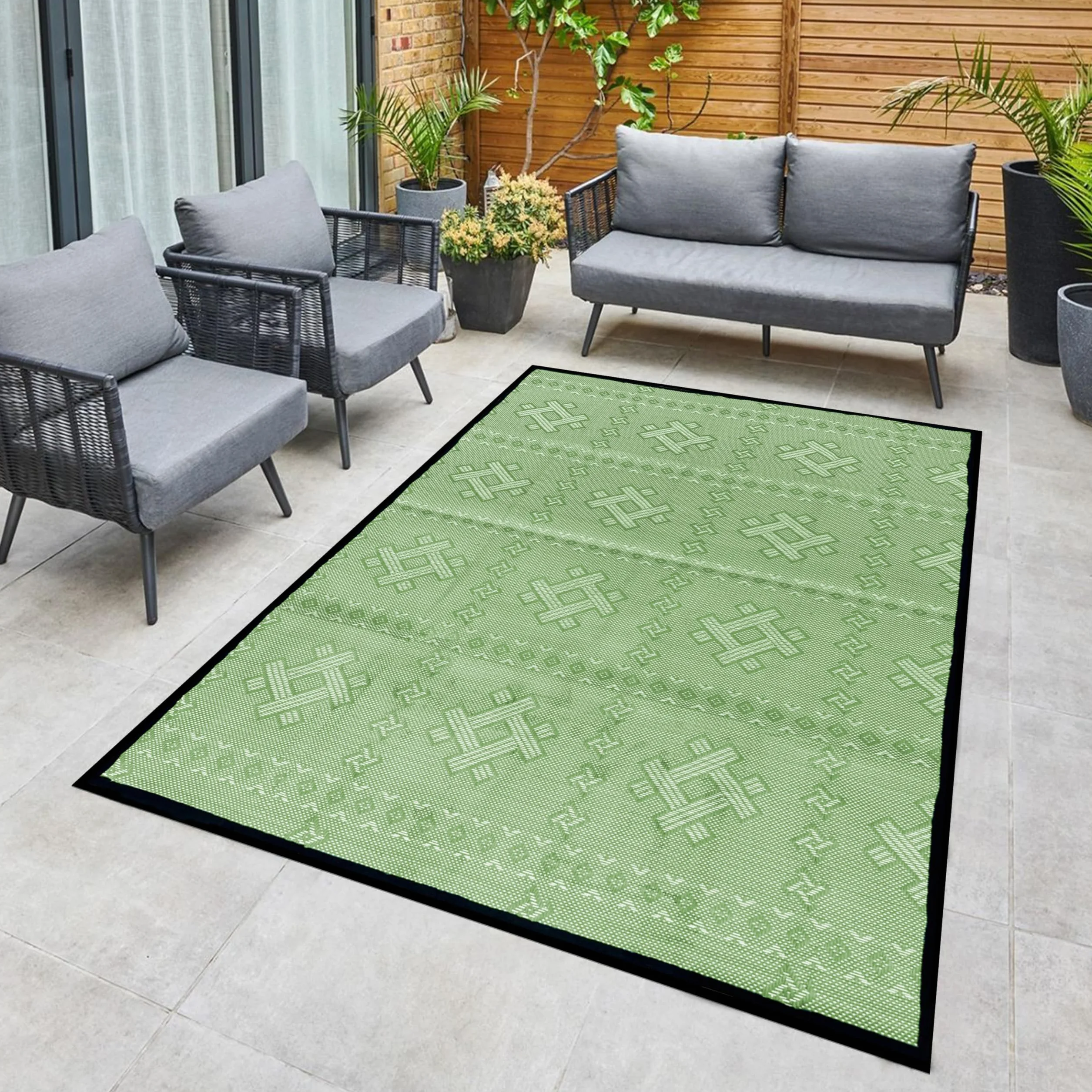 ARSUK Alfombra de Plástico para Exterior 150x100 cm Grande Lavable Resistente UV