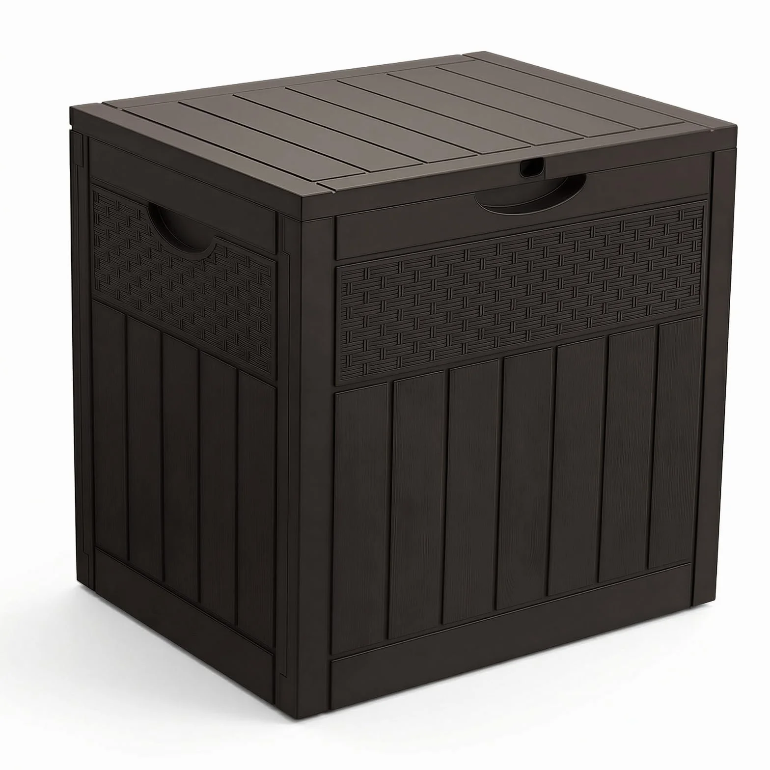 VOUNOT Arcón Exterior 126L PP Baúl Almacenaje con Tapa Bloqueable Impermeable 56x43x53 cm Marrón