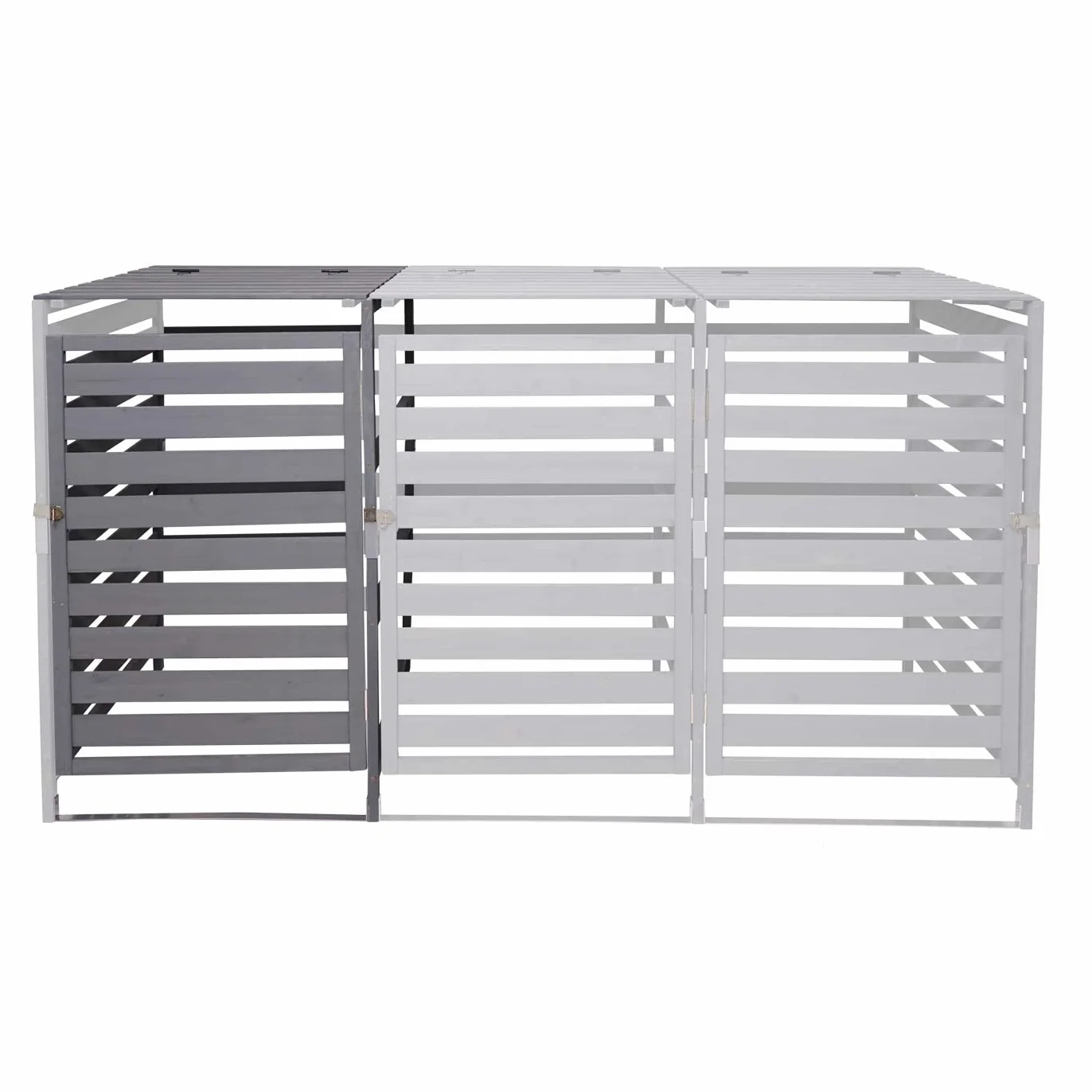 HWC Mülltonnenverkleidung H62 XL 1/2 114x67x97 cm Massiv-Holz hellgrau
