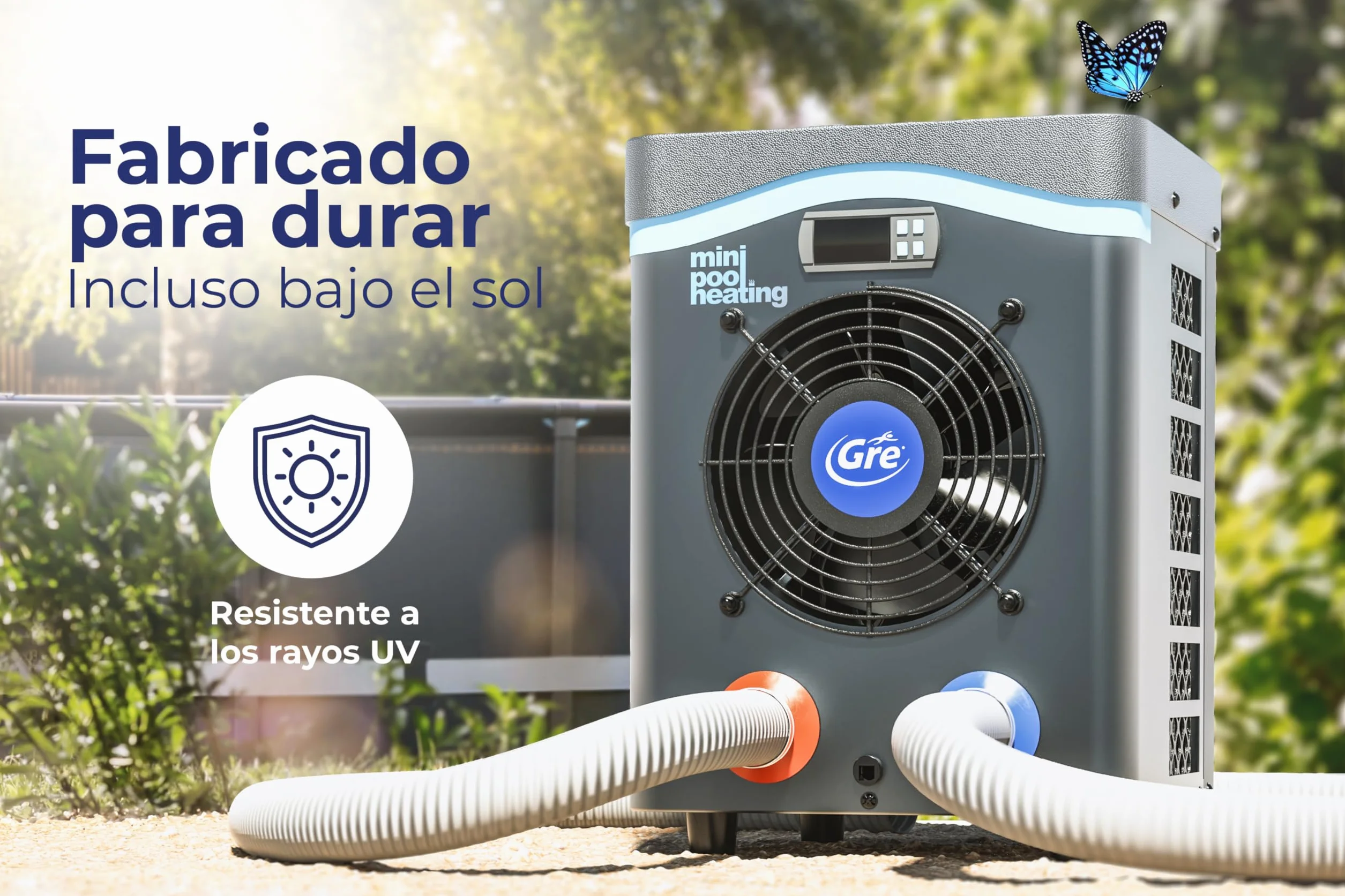 Bomba de Calor Mini para Piscina sobre Suelo 20 m3, Calefacción Piscinas Elevadas Gris Gre HPM20