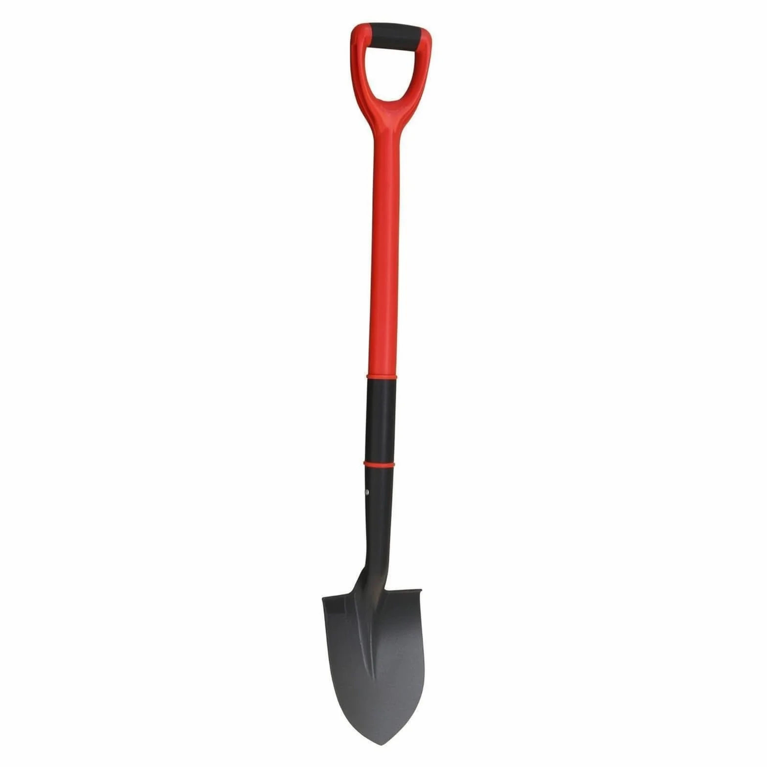 Pala Mango Circular Empuñadura Plástica Jardinería Metal Negro, Rojo, Pala De Punta, Mango De Plástico Rojo con Asa Circular