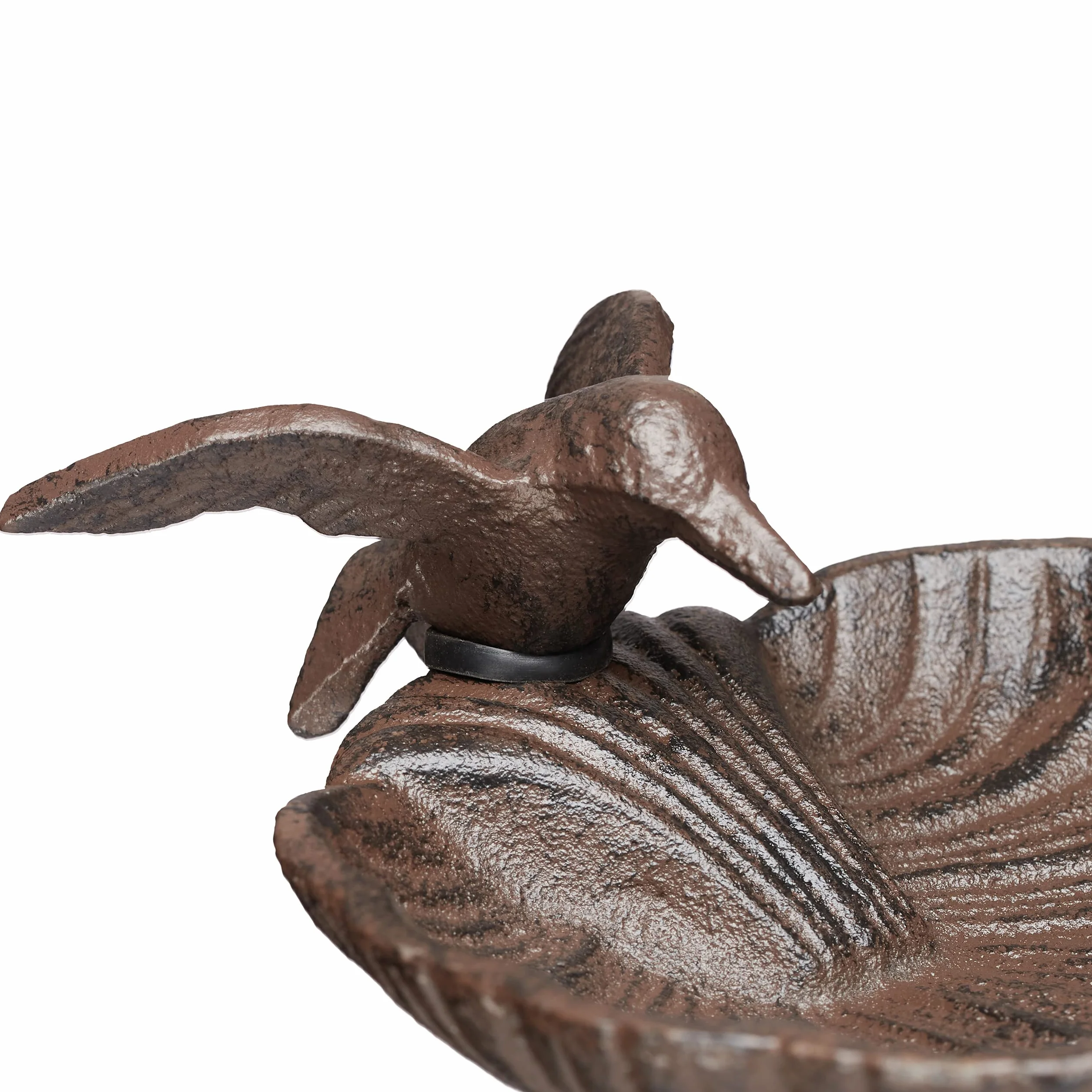 Relaxdays Bebedero Pájaros Hierro Fundido, Fuente Aves Estaca, 100 cm, Marrón