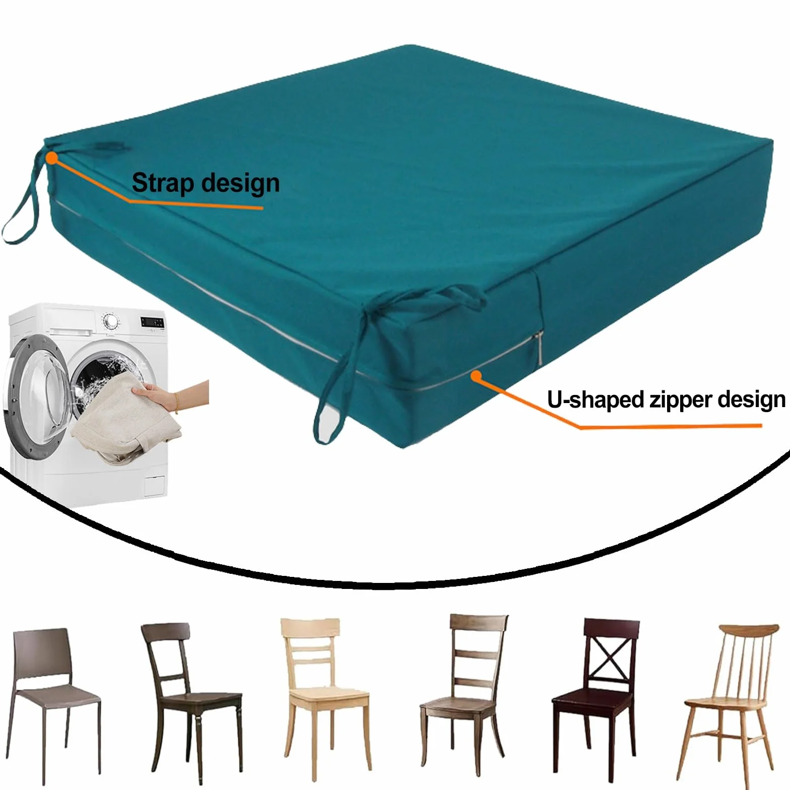 Funda de Cojín de Asiento Impermeable para Exterior 60x60cm 50x50cm para Muebles de Jardín Silla Sofá Patio Ratán