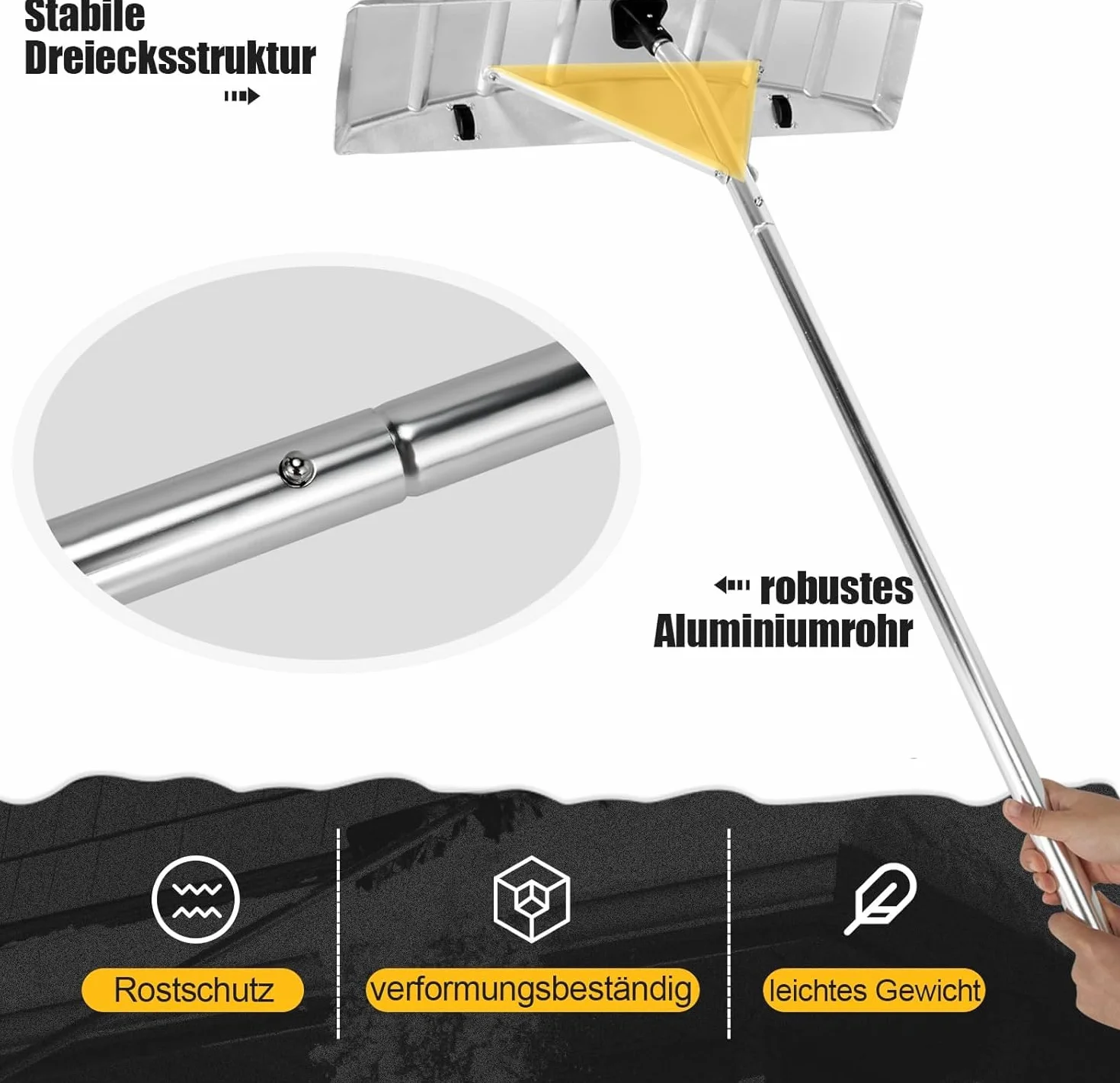 GOPLUS Rastrillo de Nieve para Tejados Extensible 1,48-6,08 m Quitanieves