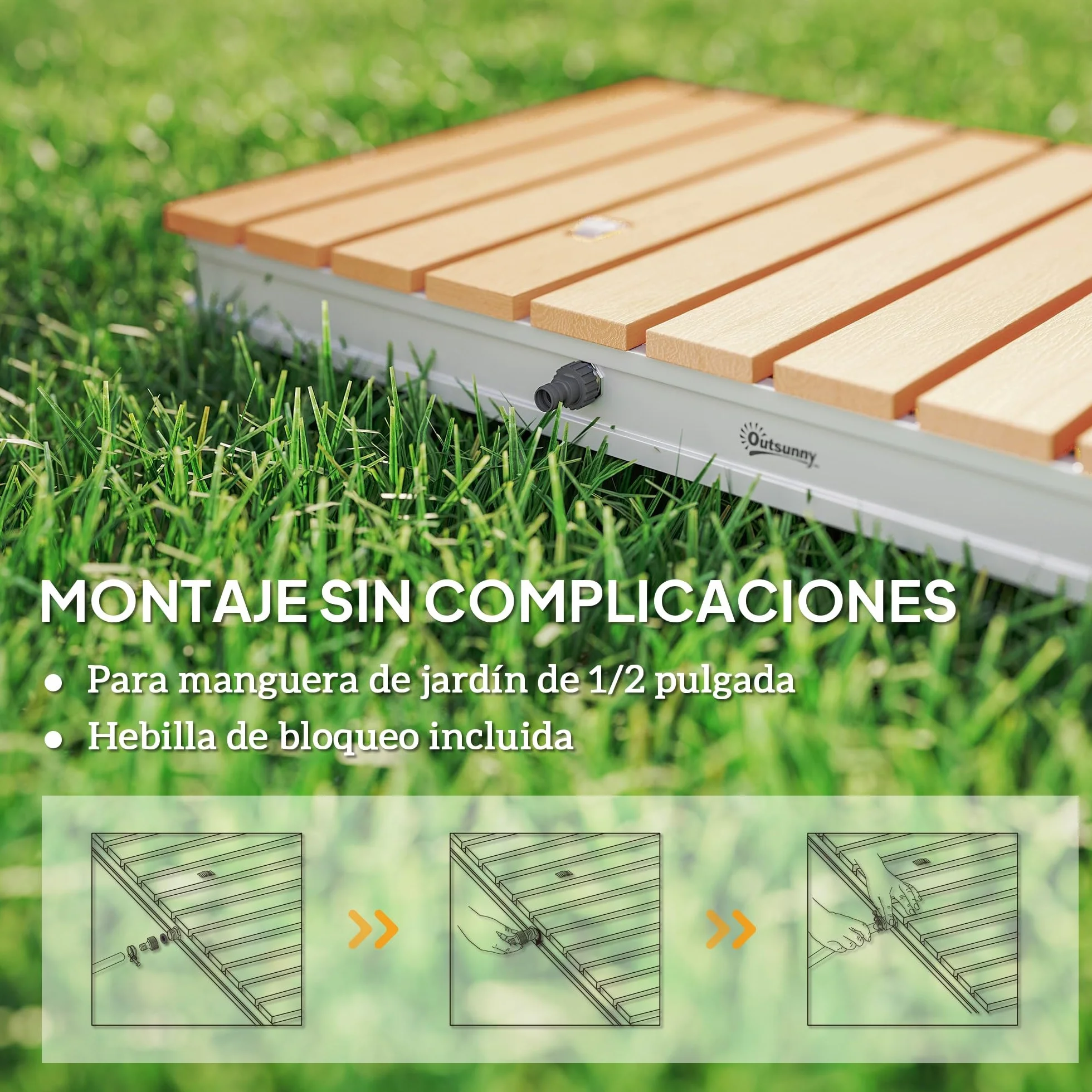 Outsunny Ducha de Jardín Portátil 70,5x55 cm Exterior Suelo Altura Ajustable 4 m Aluminio Resistente Agua Rayos UV Heladas Camping Piscina Playa